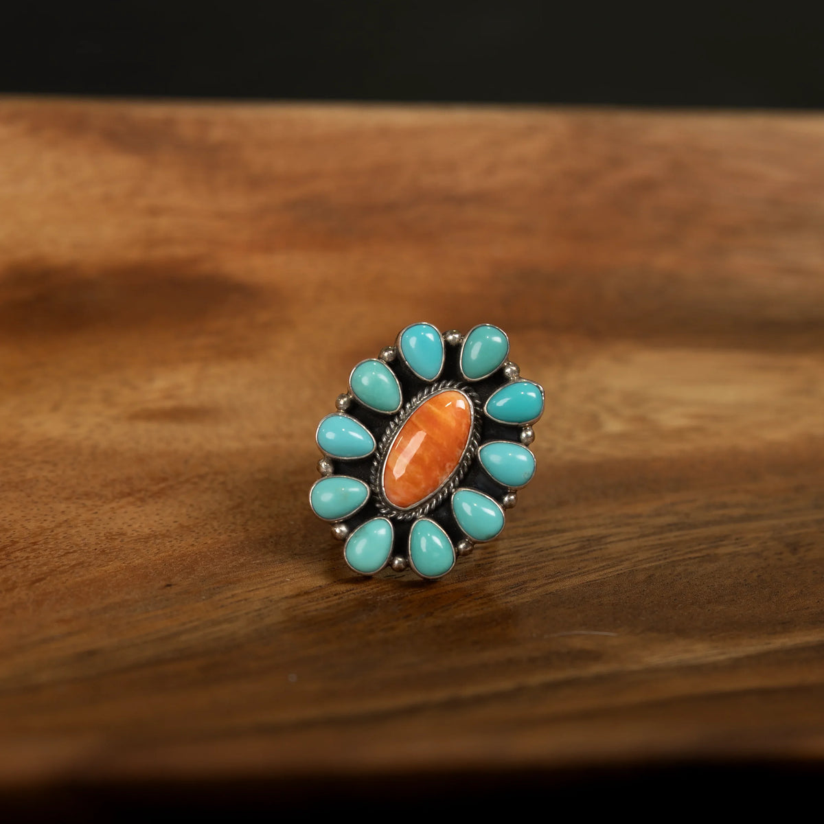 Women's Carol Wylie Turquoise and Spiny Oyster Ring Sz. 9