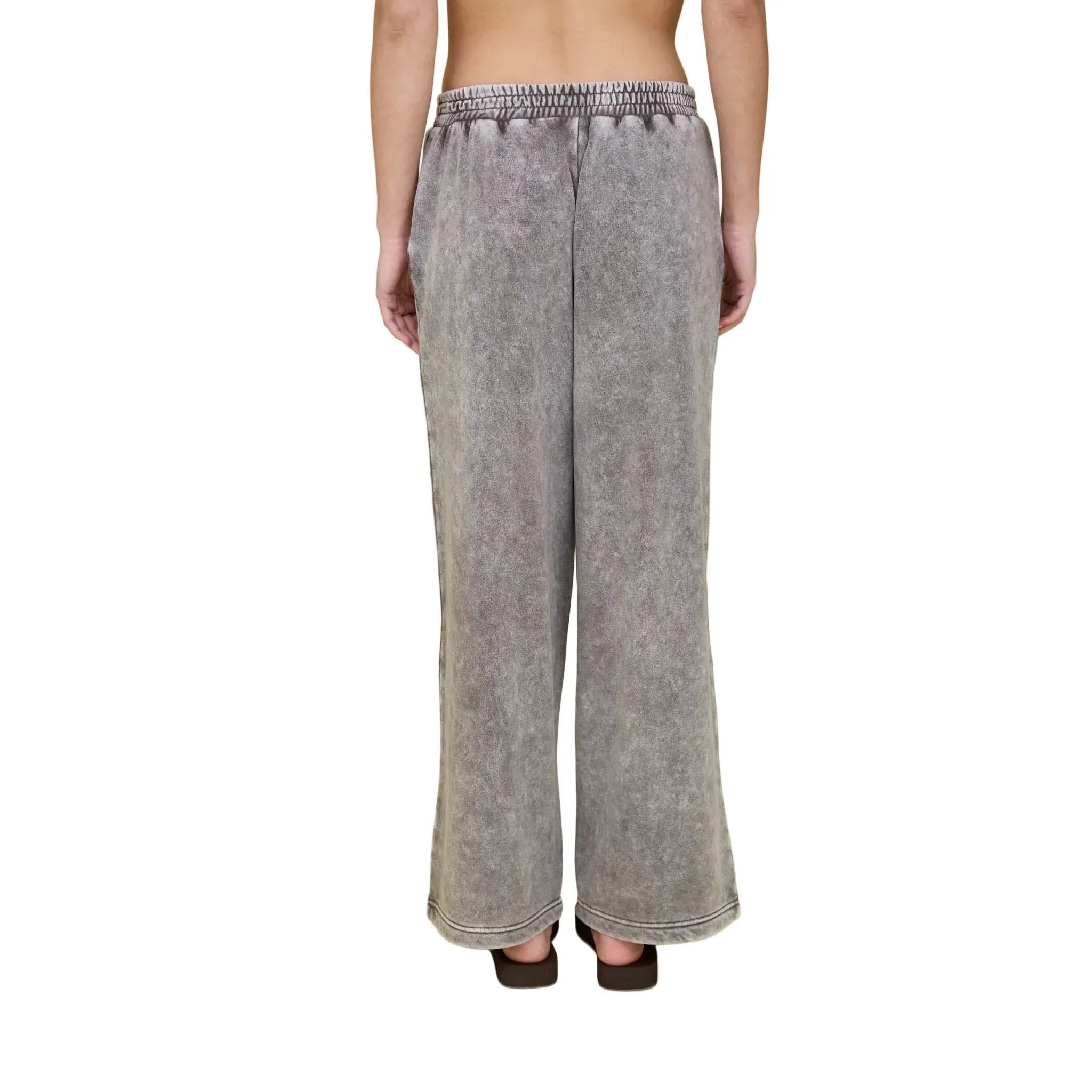 Women's Charcoal Washed Wide Leg Drawstring Lounge Pants J5FP1005-CHAR
