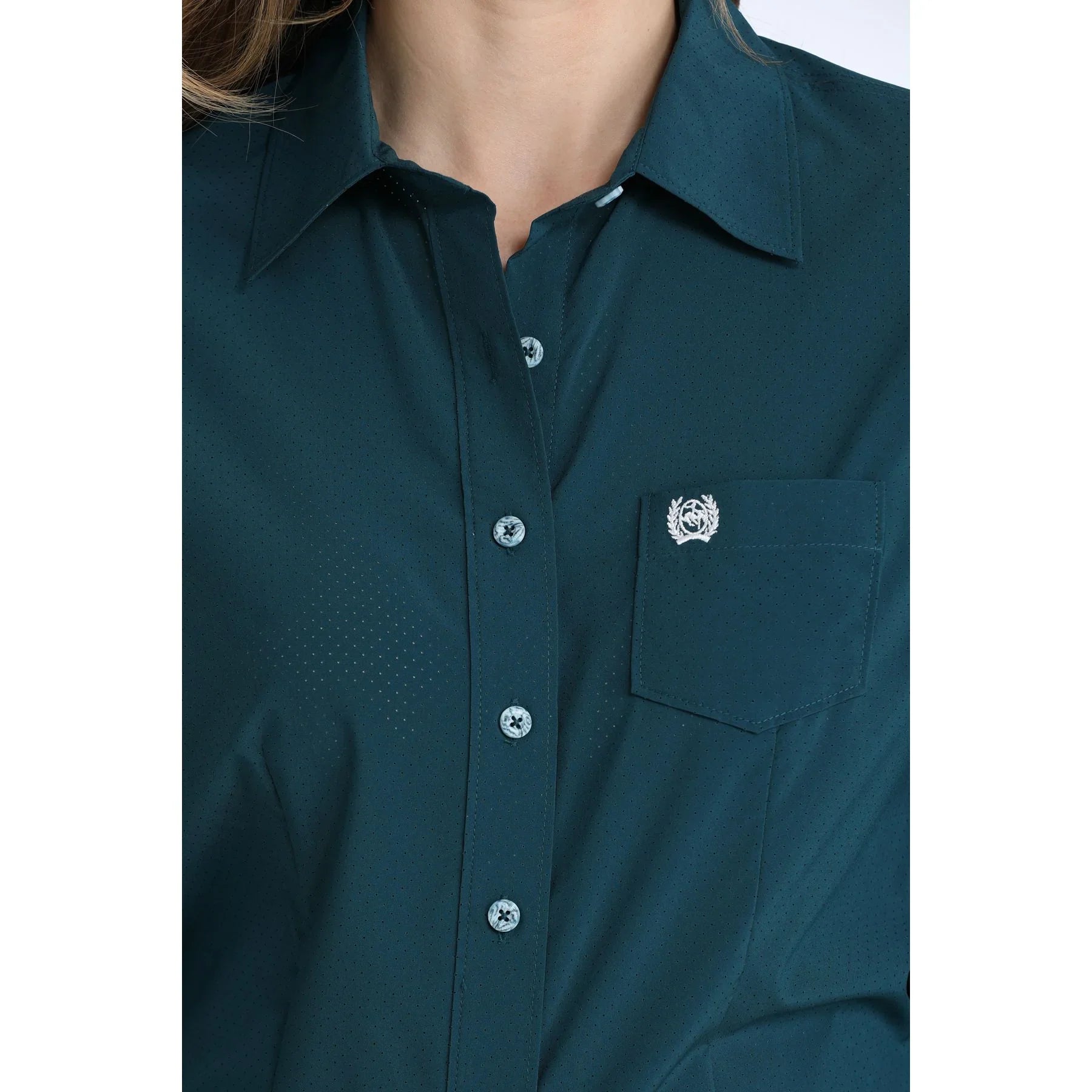 Women's Cinch Arena Flex Teal Long Sleeve Button Up Shirt MSW9164272