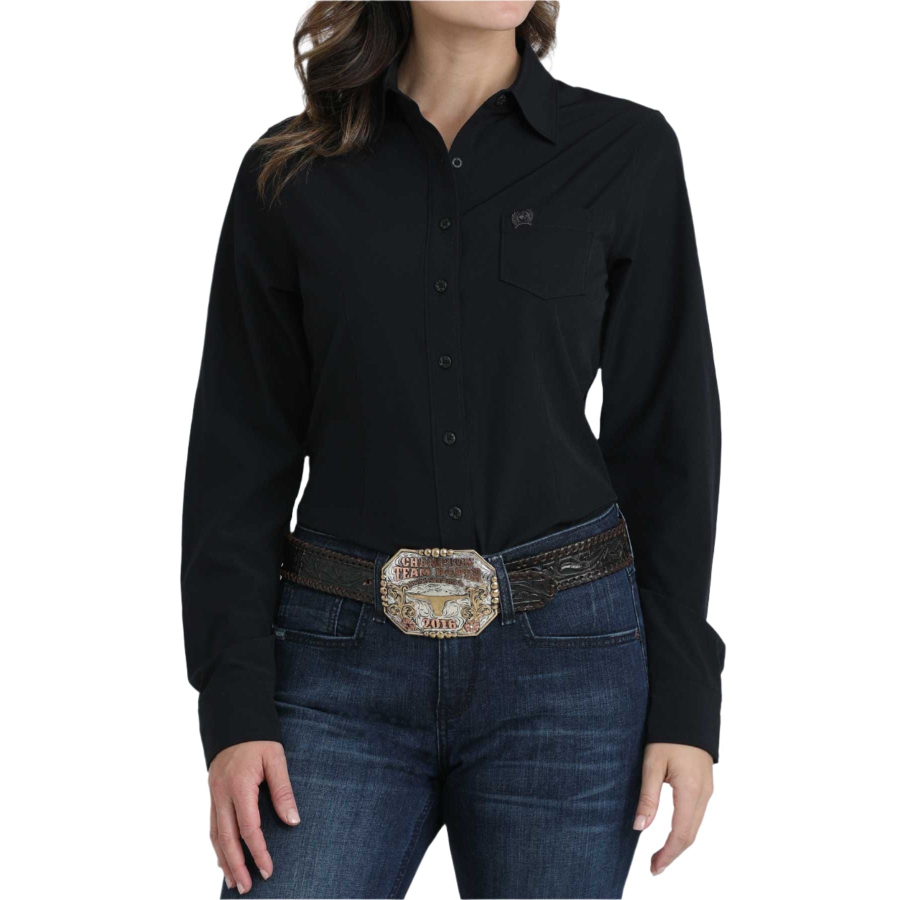 Women's Cinch Black Long Sleeve Arenaflex Shirt MSW9164253