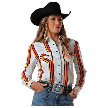 Women's Cinch Boyfriend Fit Retro Stripes Western Shirt CTW7250009 - Crazy House Western Wear