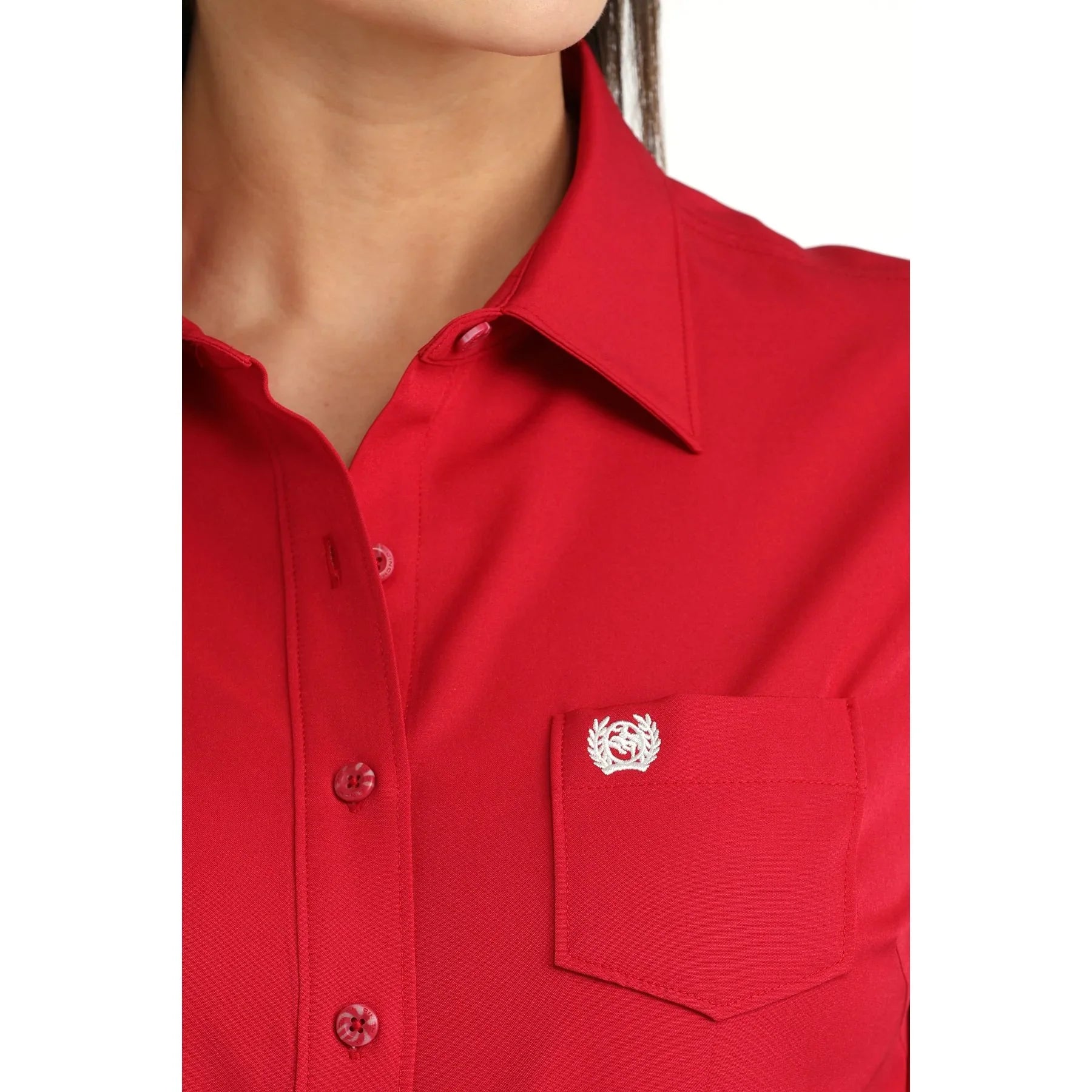 Women's Cinch Long Sleeve Red Arenaflex Button Up Shirt MSW9164269