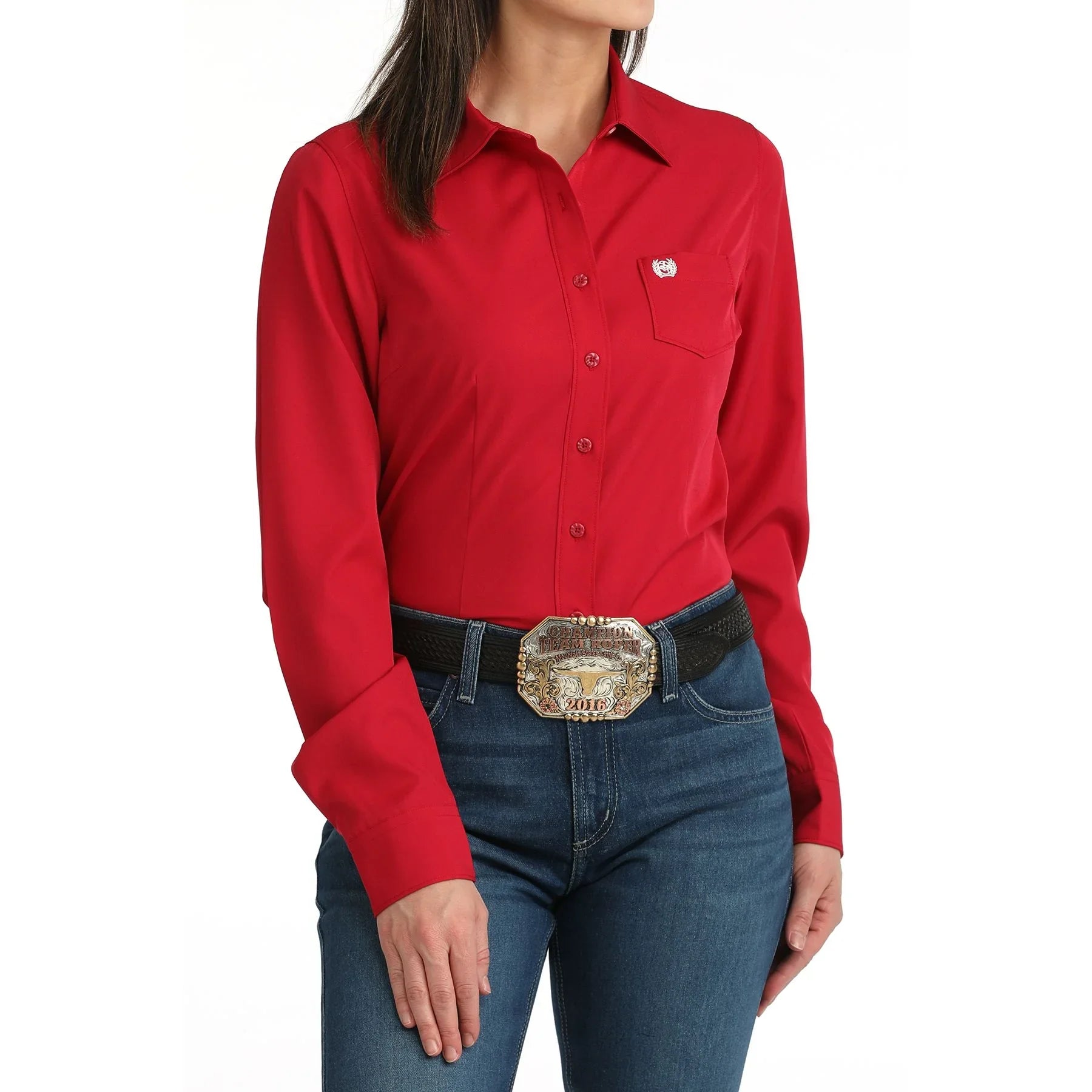 Women's Cinch Long Sleeve Red Arenaflex Button Up Shirt MSW9164269