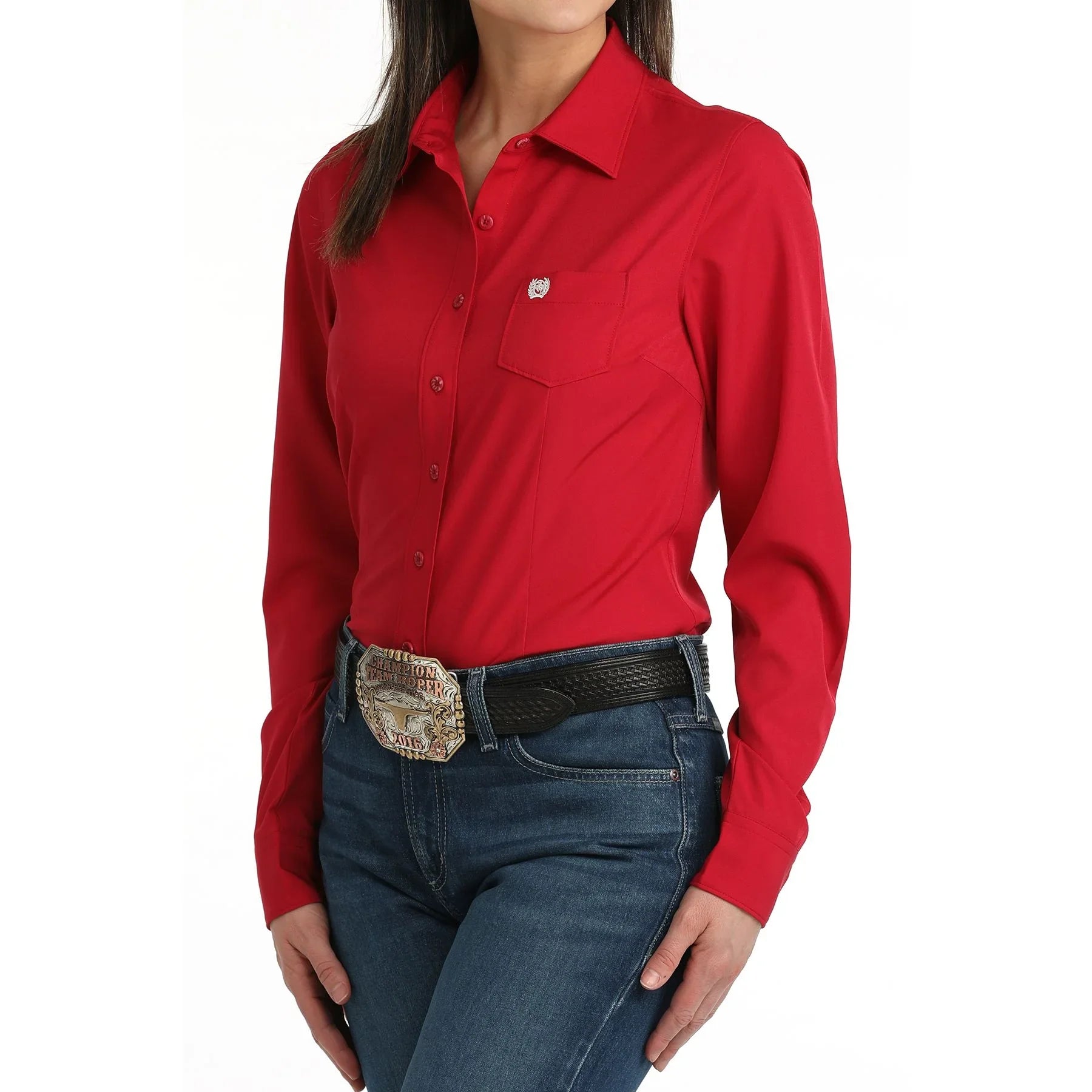 Women's Cinch Long Sleeve Red Arenaflex Button Up Shirt MSW9164269