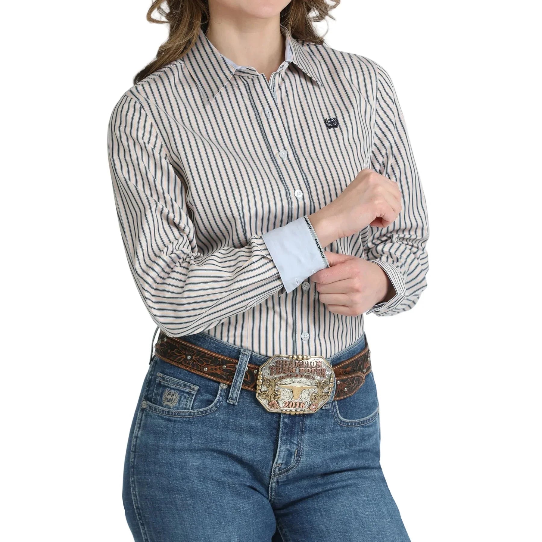 Women's Cinch Tercel Striped Arena Fit Western Shirt MSW9165088