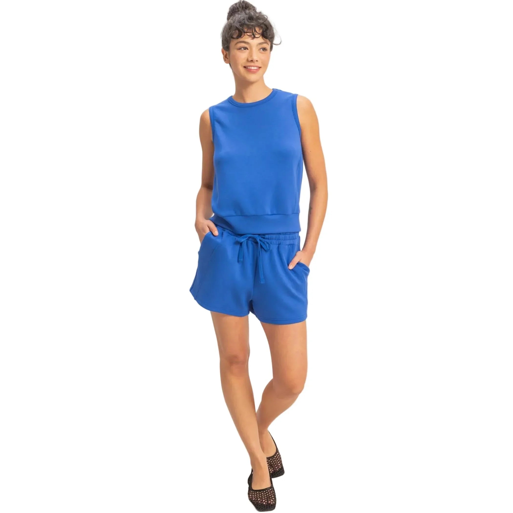 Women's Cobalt Blue Drawstring Waist Shorts DZ26C708-COBL-WB