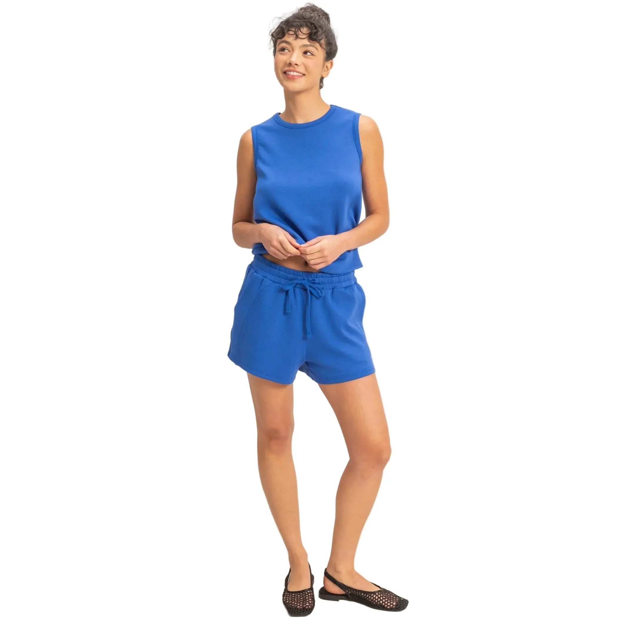 Women's Cobalt Blue Sleeveless Crew Neck Top DZ26C709-COB-WB
