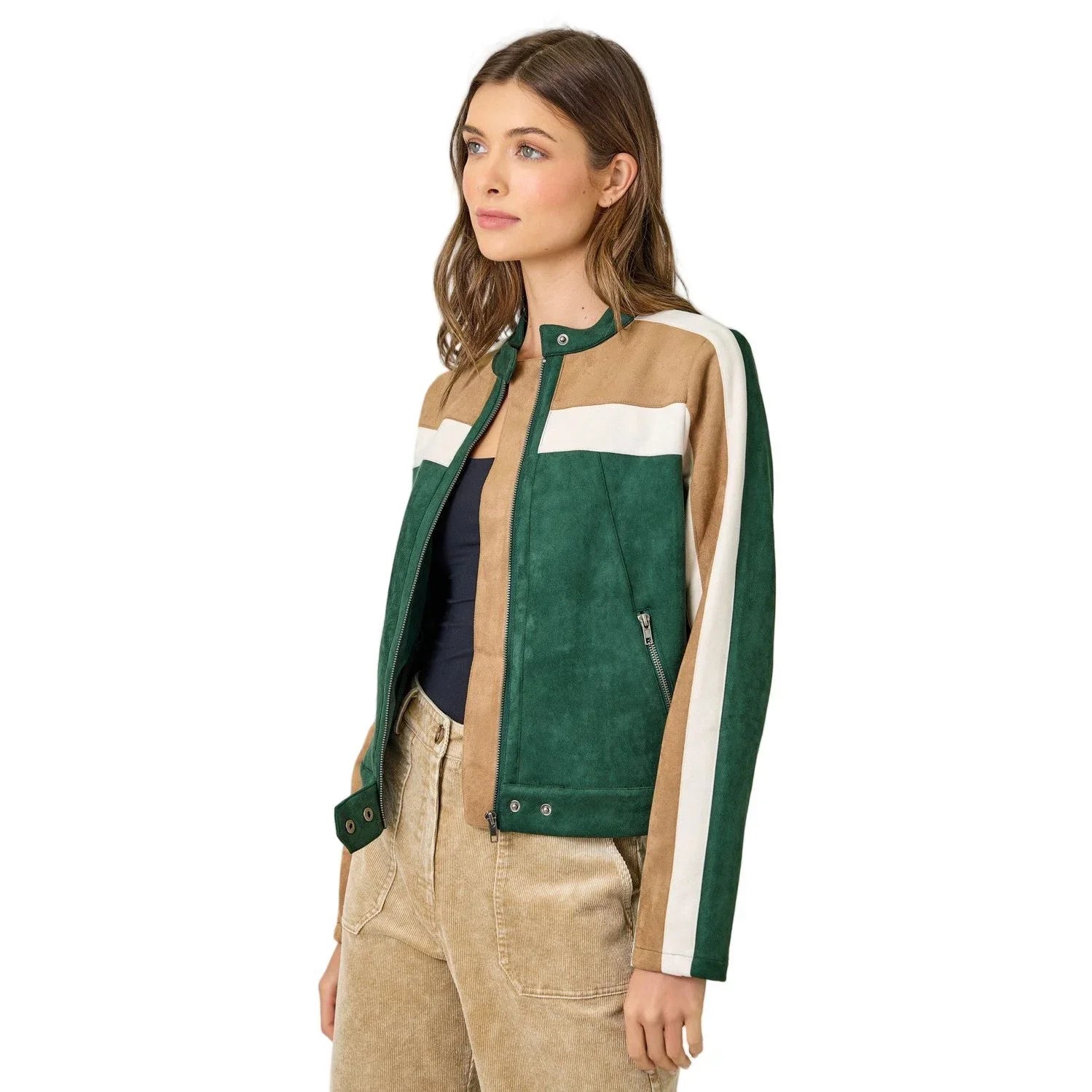 Women's Color Blocked Moto Jacket 60861