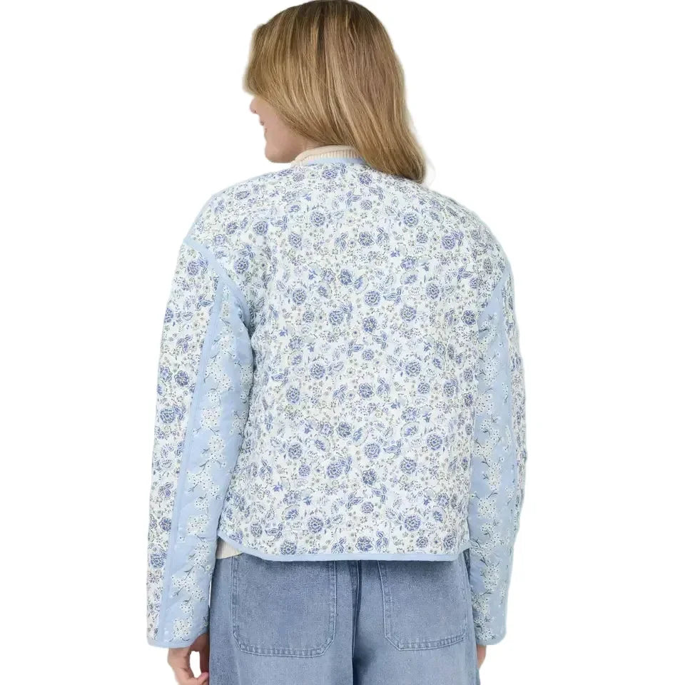 Women's Colorblock Floral Zip-up Quilted Jacket B6SJ1011