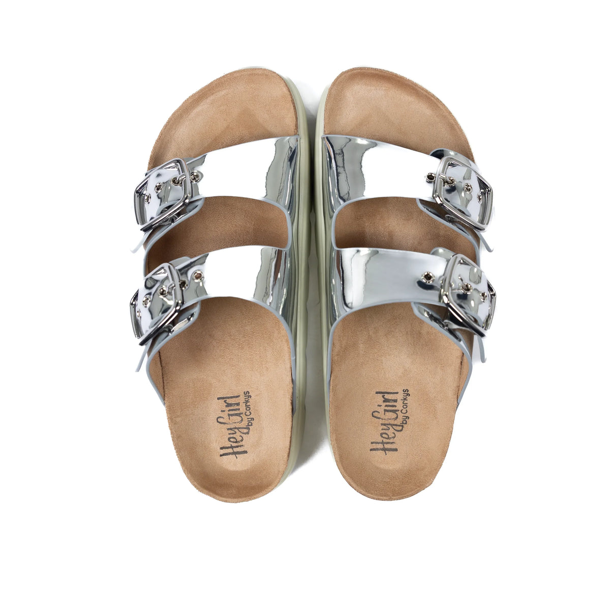 Women's Corky's Rumor Has It Silver Mirror Metallic Platform Sandals 41-0245-SMRM