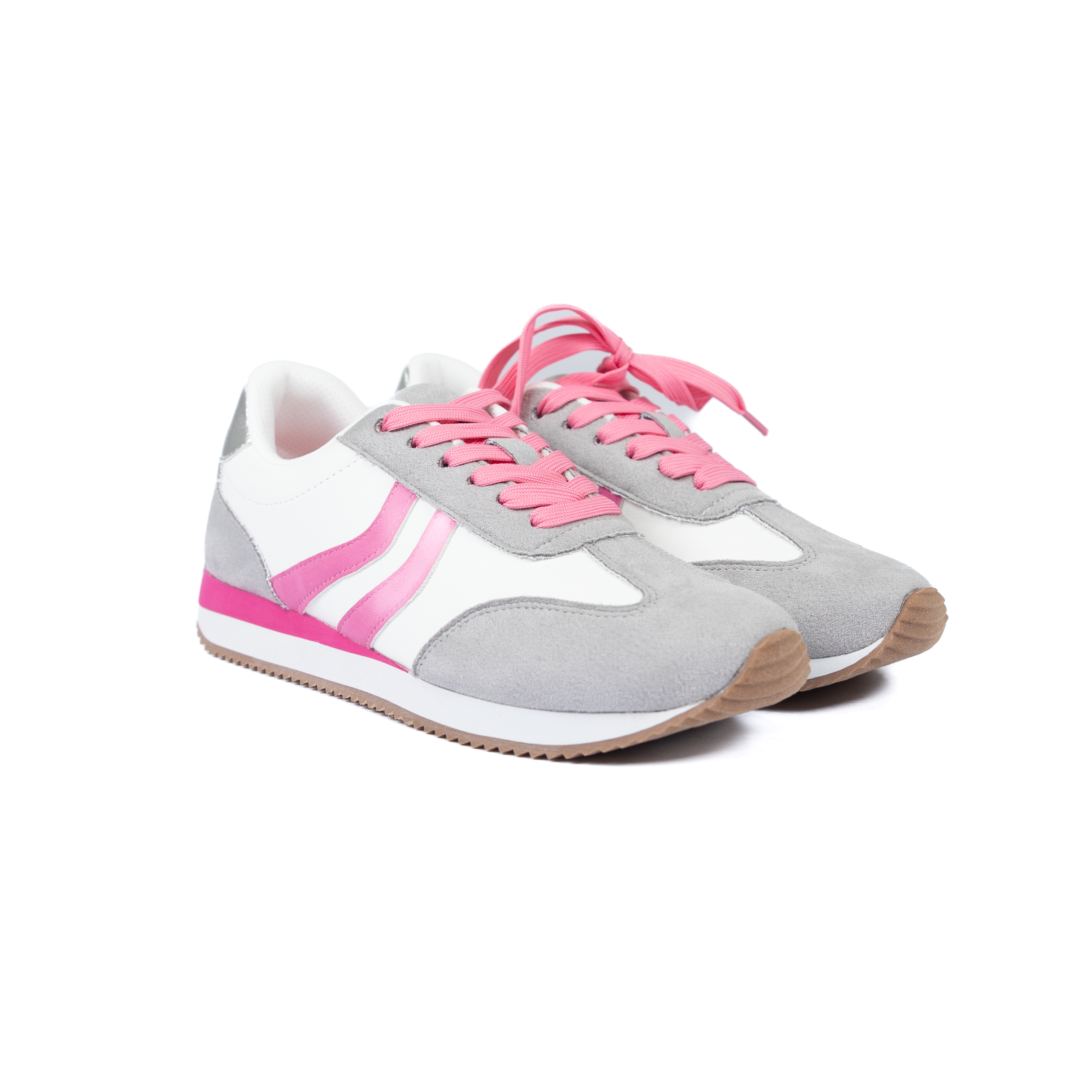 Women's Corkys Gray White and Pink Combo Kickoff Shoes 51-0194-GPCO