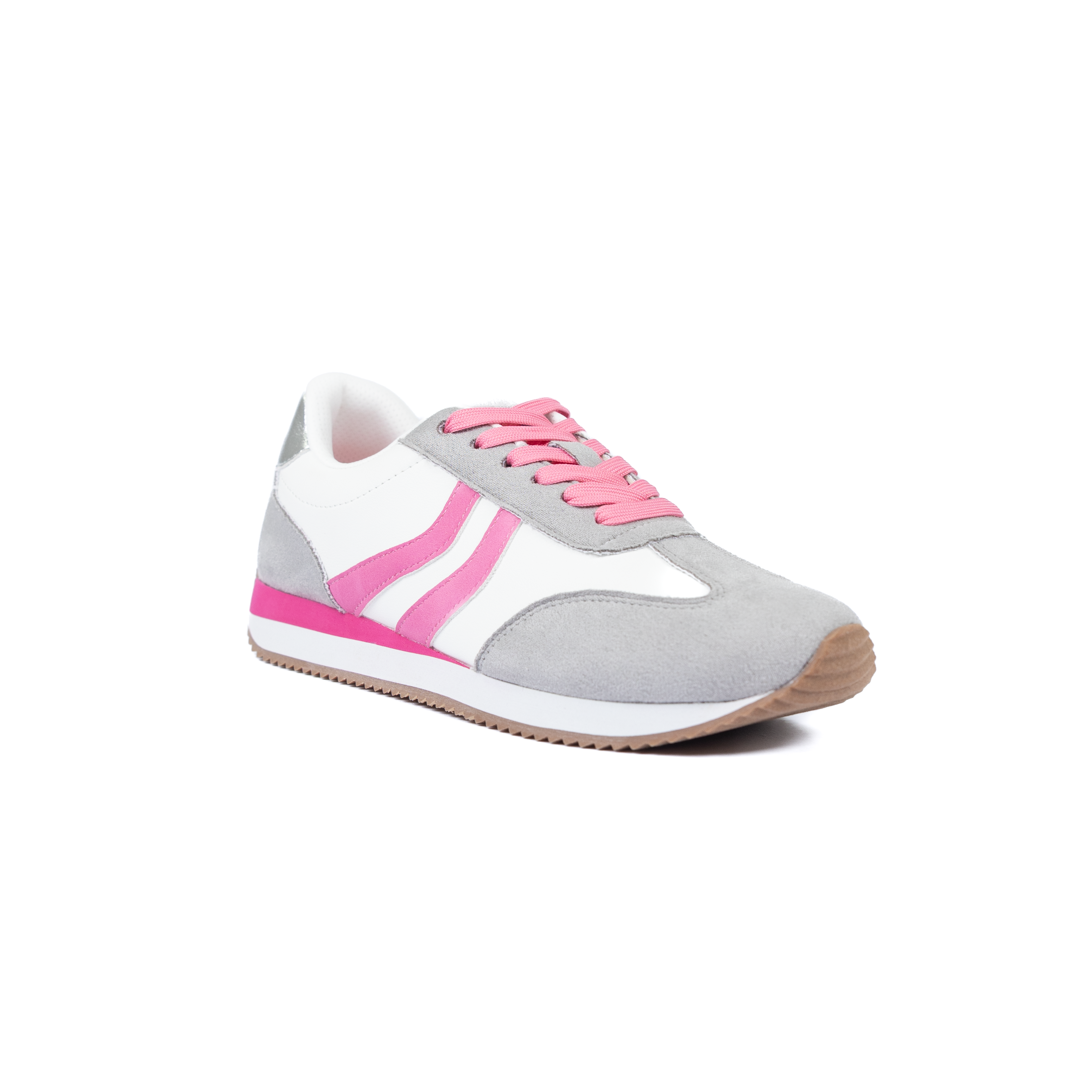 Women's Corkys Gray White and Pink Combo Kickoff Shoes 51-0194-GPCO