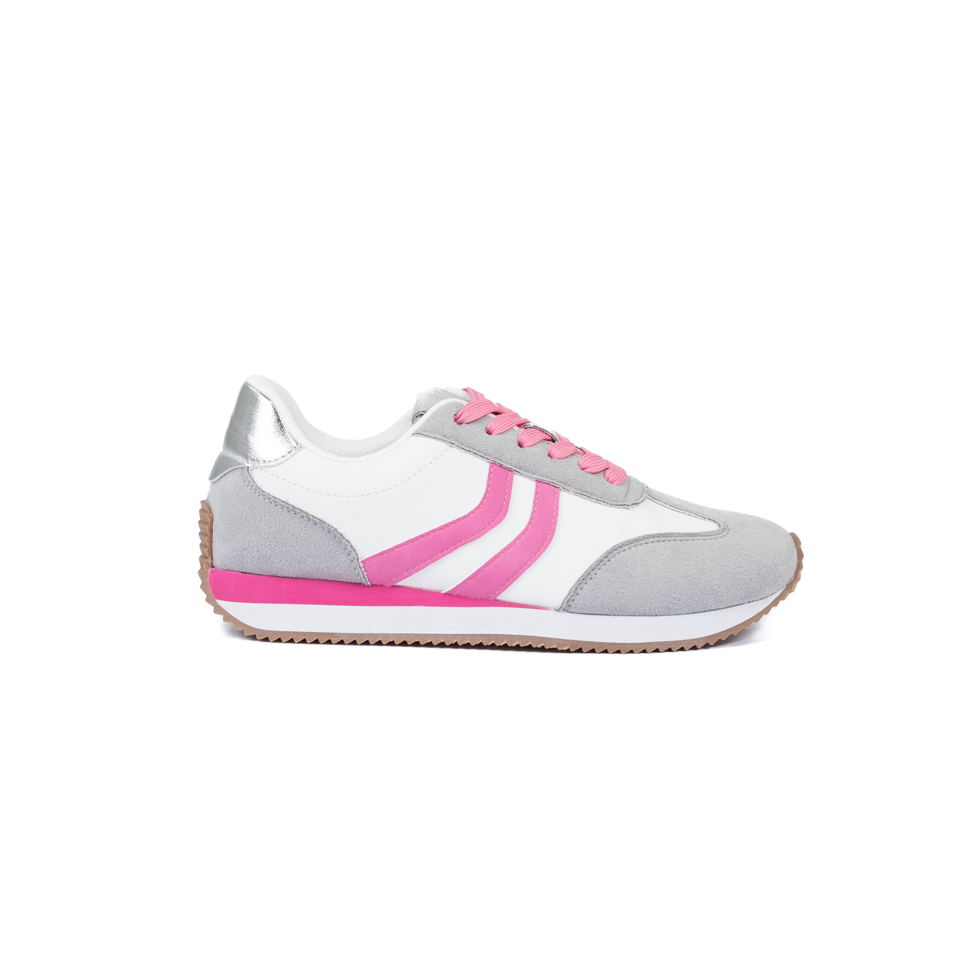 Women's Corkys Gray White and Pink Combo Kickoff Shoes 51-0194-GPCO
