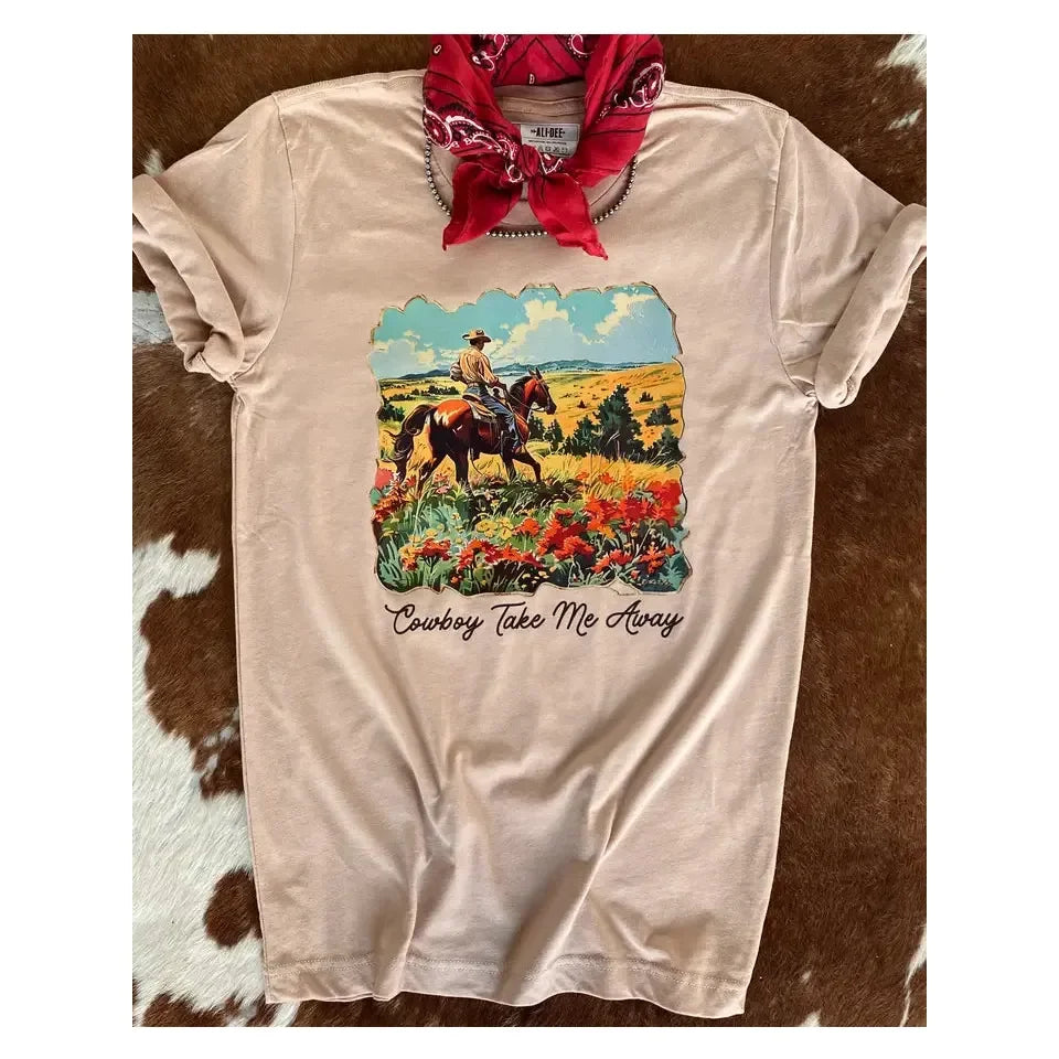 Women's "Cowboy Take Me Away" Graphic T-shirt - Crazy House Western Wear