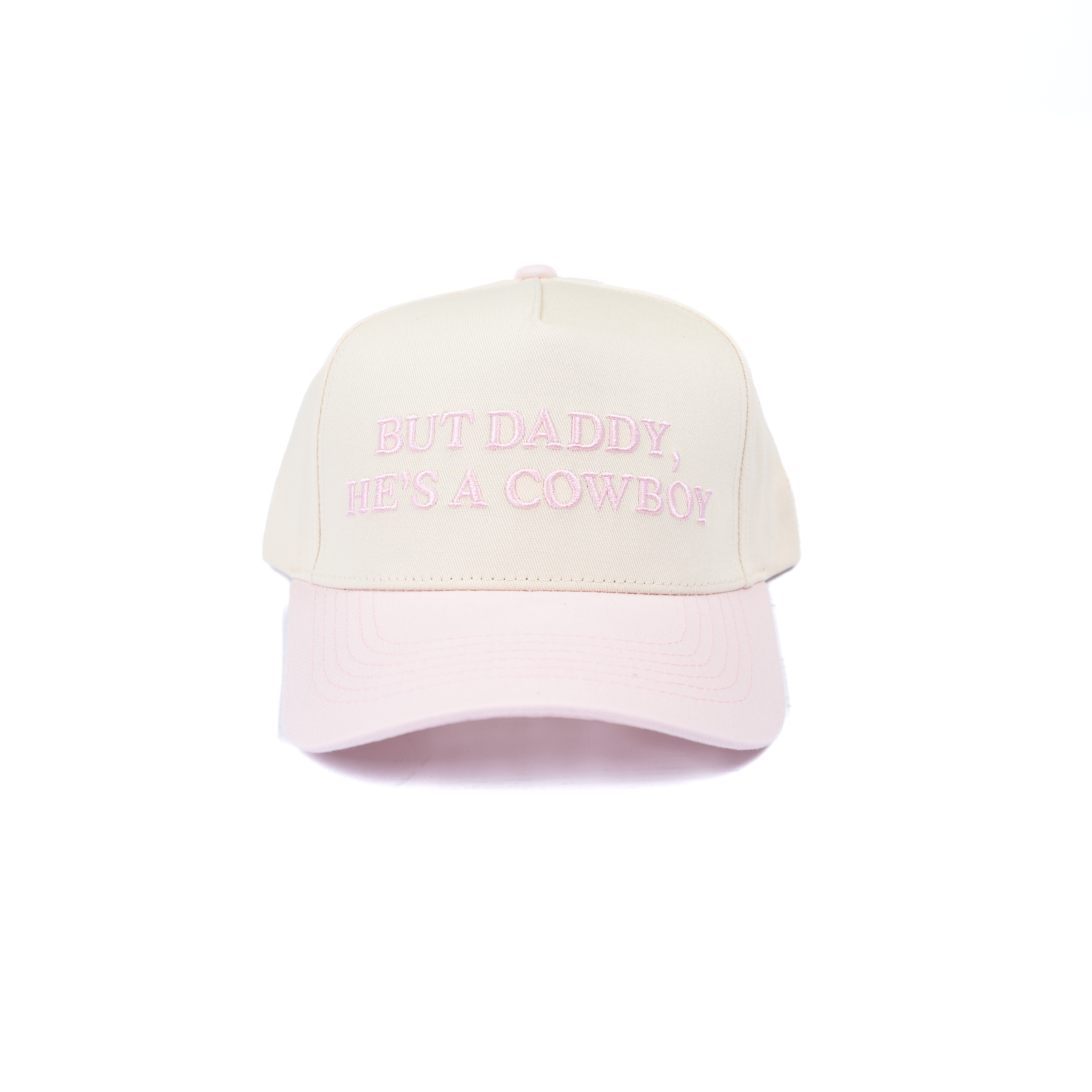 Women's Cream and Light Pink "But Daddy He's A Cowboy" Cap