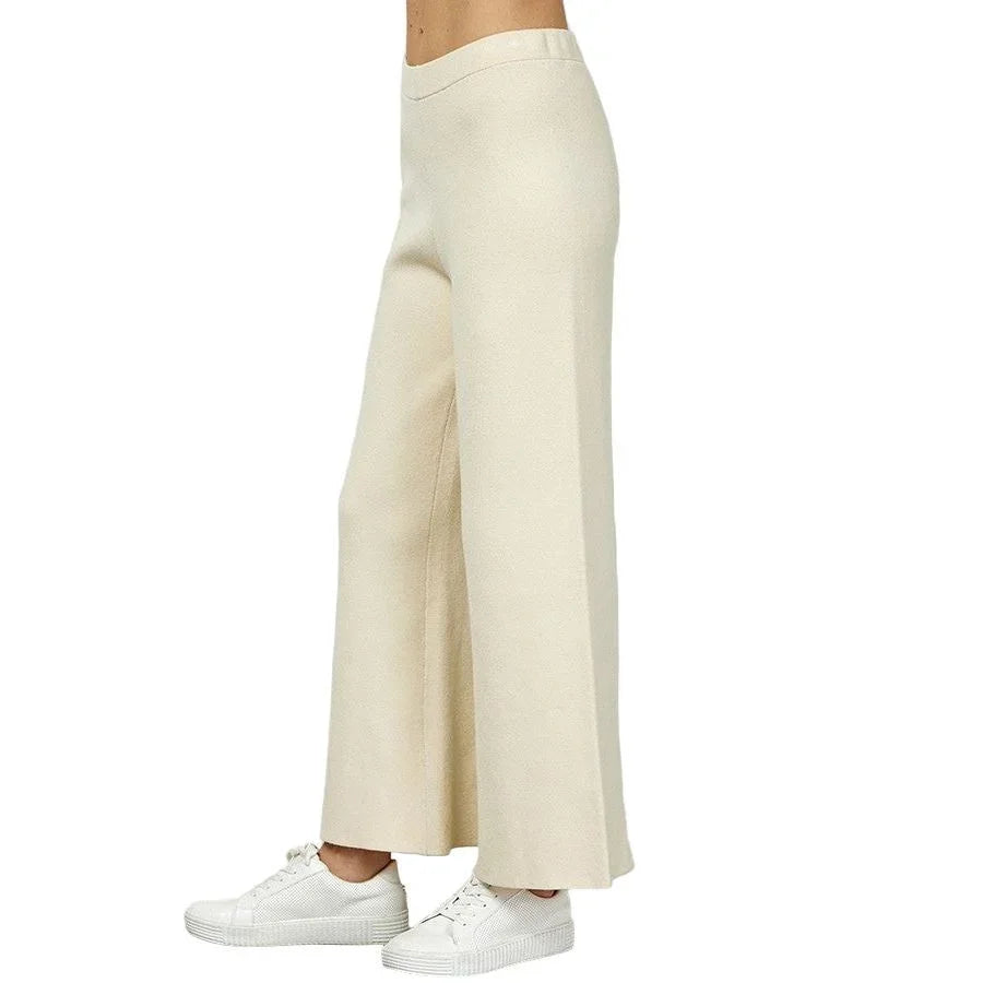 Women's Cream Cropped Wide Sweater Pants