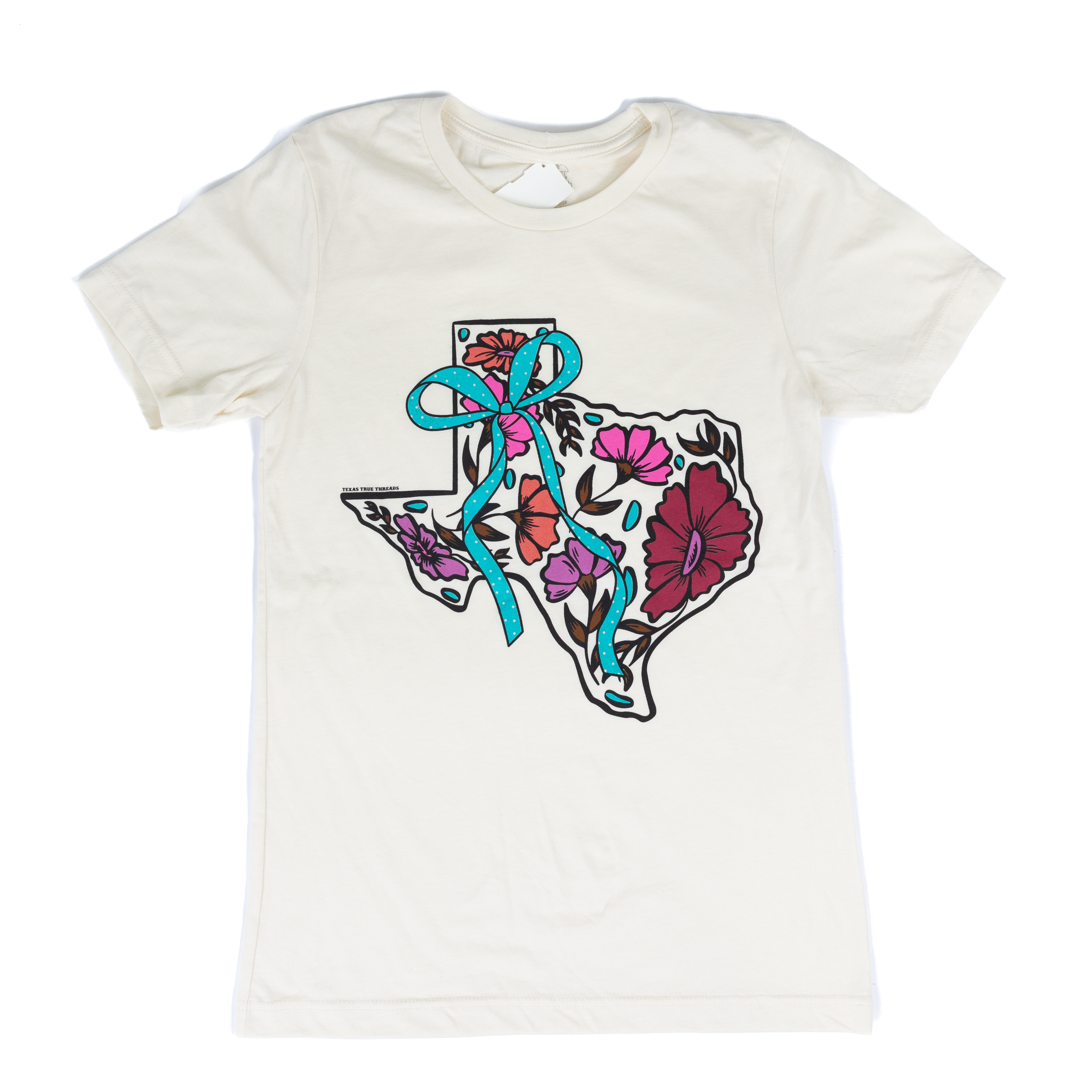 Women's Cream Short Sleeve Floral Texas T-shirt