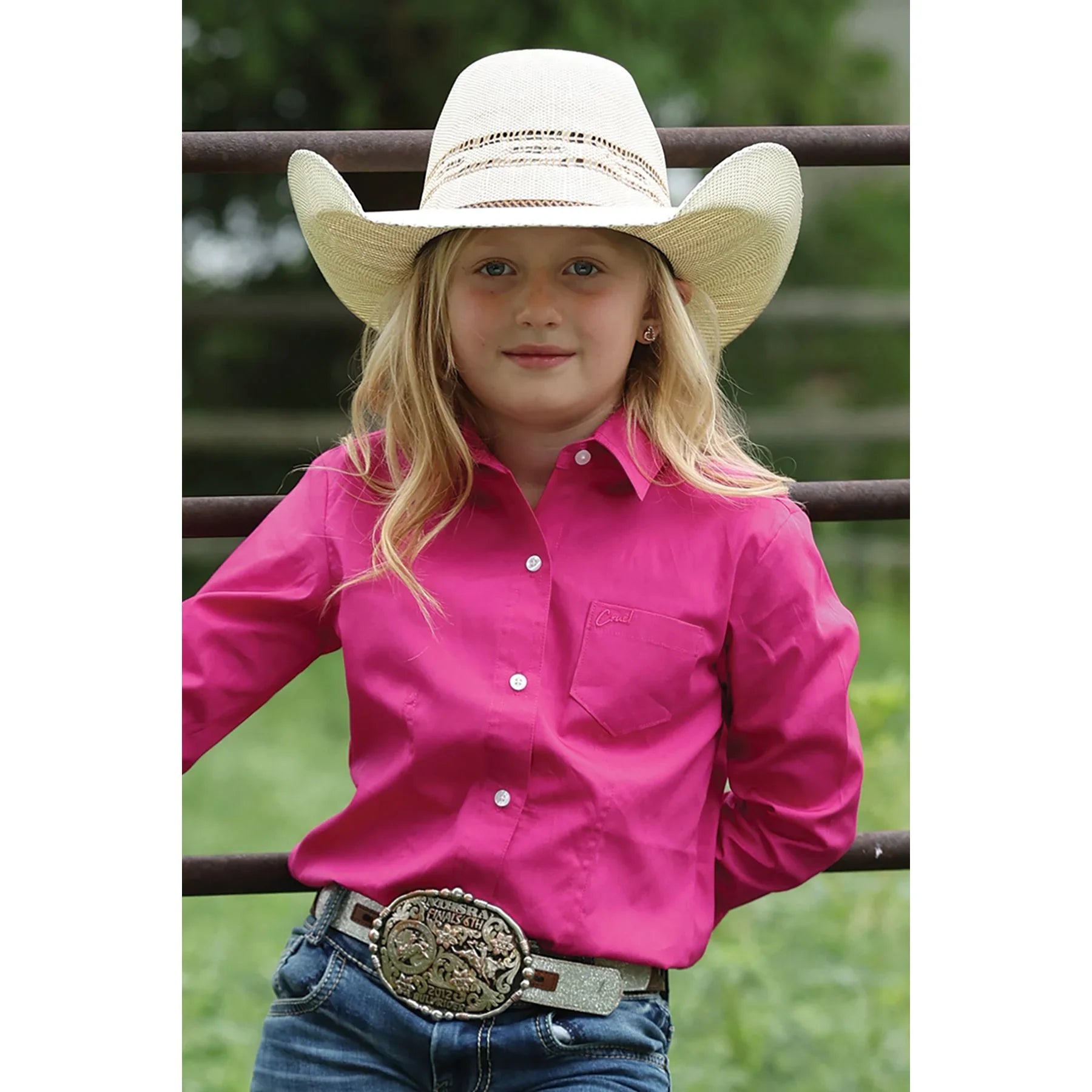 Women's Cruel Denim Long Sleeve Bright Pink Button Up Shirt CTW3120003