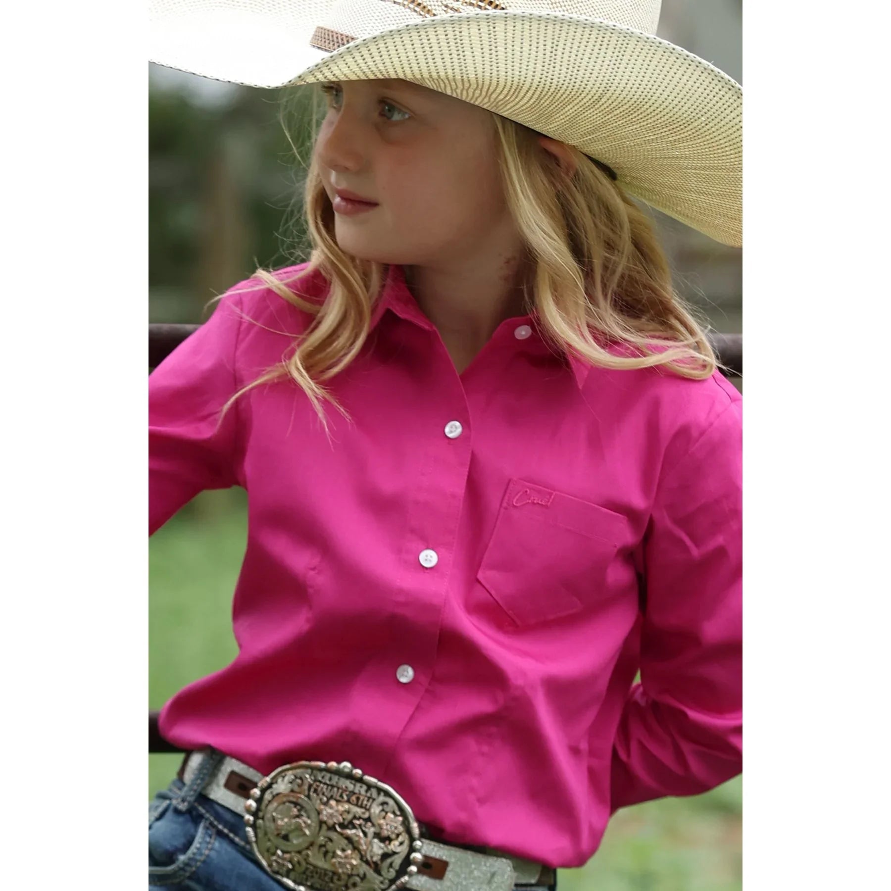 Women's Cruel Denim Long Sleeve Bright Pink Button Up Shirt CTW3120003