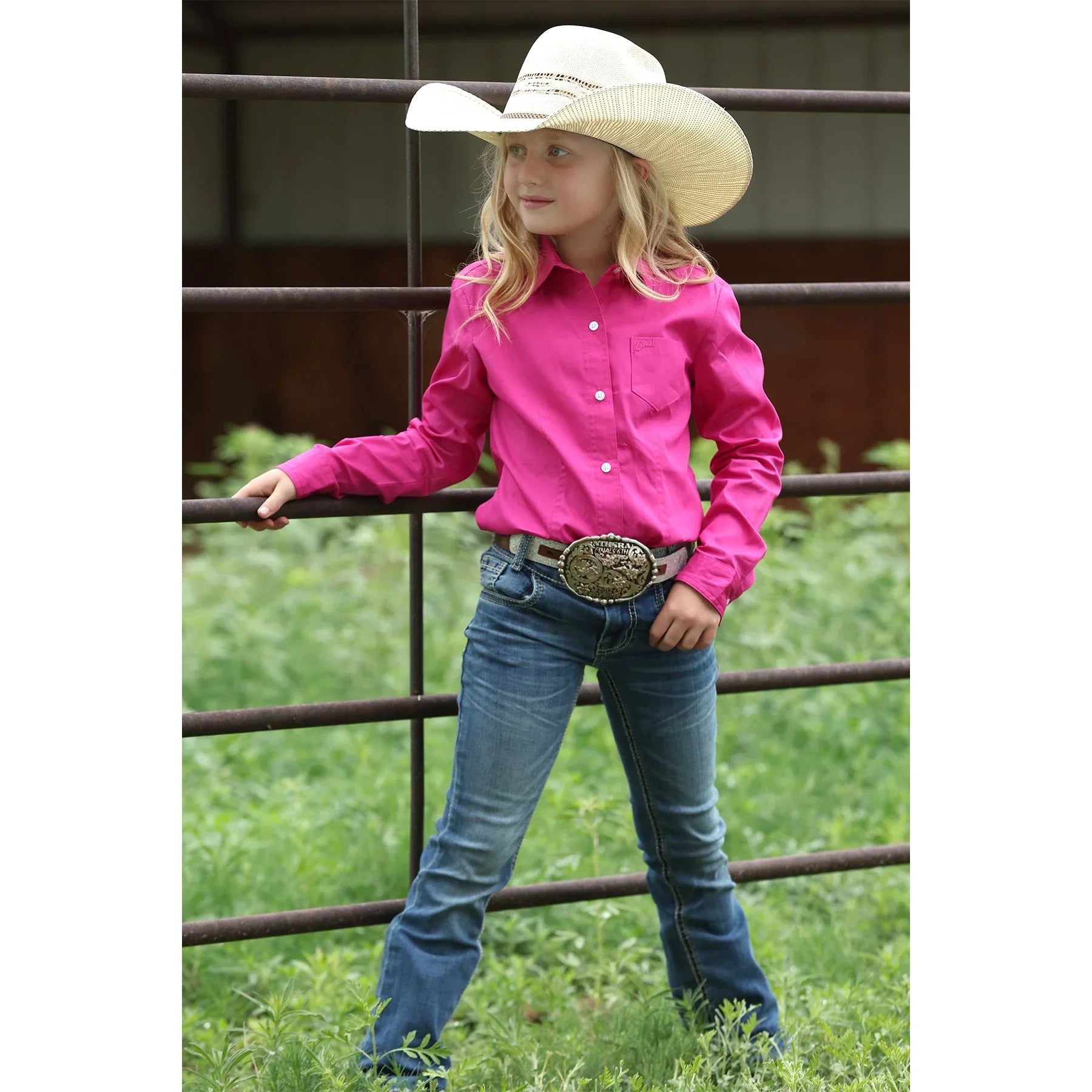 Women's Cruel Denim Long Sleeve Bright Pink Button Up Shirt CTW3120003