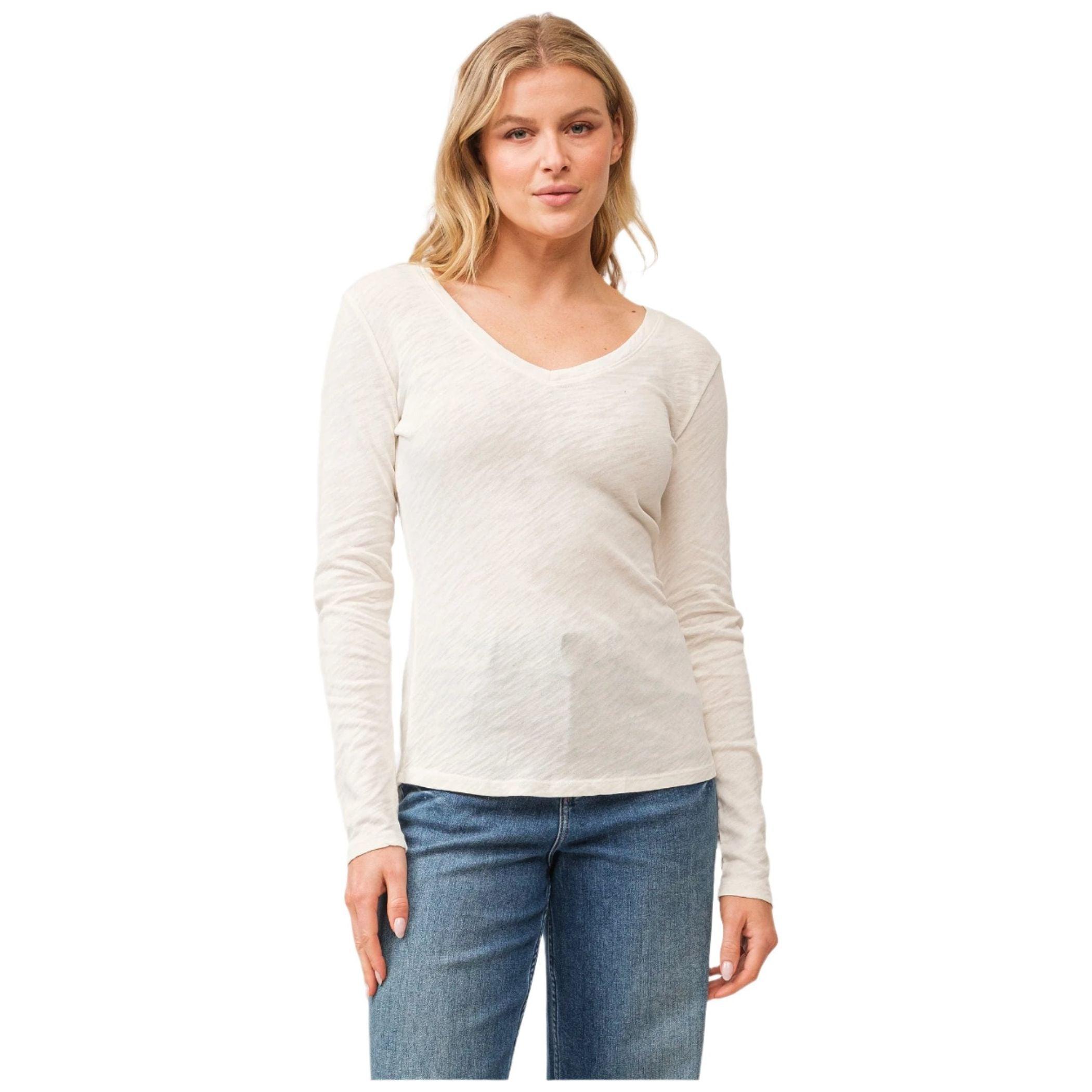 Women's Dear John Alina V-Neck Long Sleeve T-Shirt DKN2127D9ATW - Crazy House Western Wear
