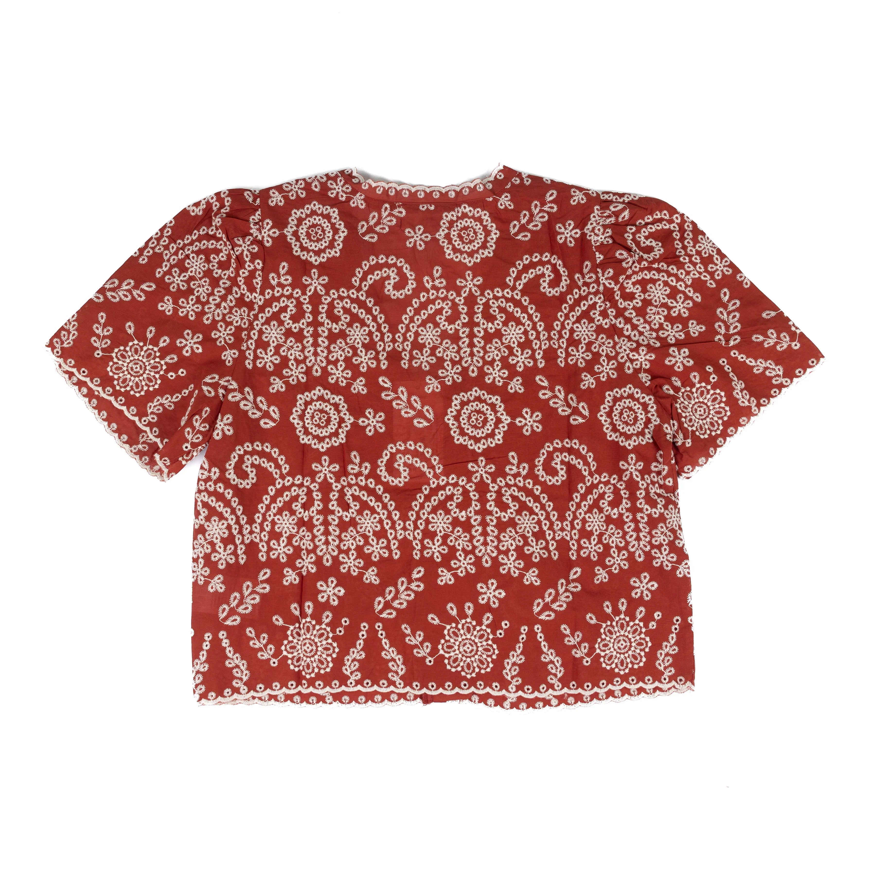 Women's Dear John Burnt Brick Cielo Short Sleeve V-neck Blouse DSH1556BUB