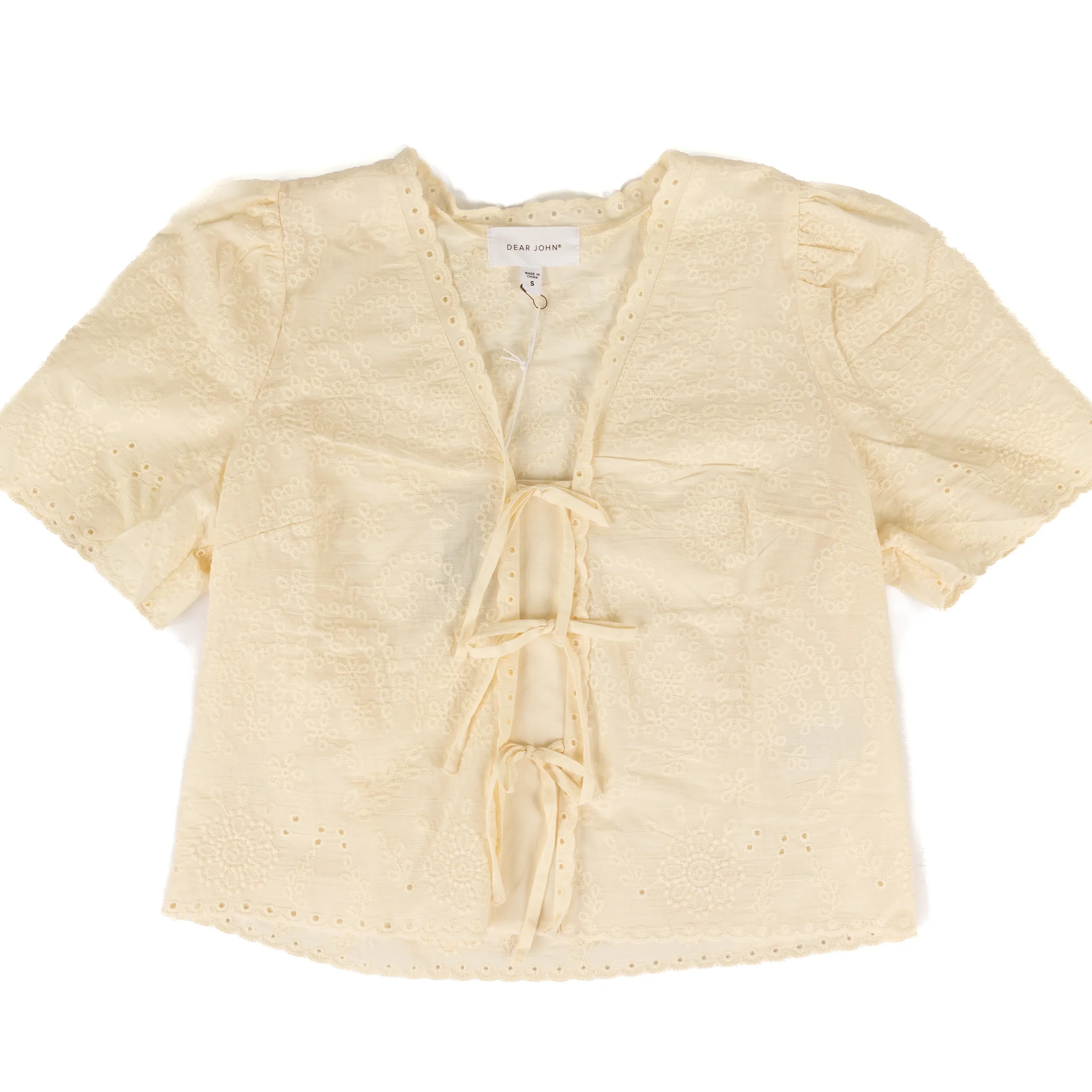 Women's Dear John Cielo Cream Floral Eyelet Blouse DSH1556CRM