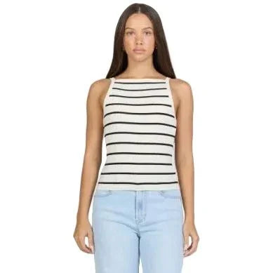Women's Dear John Cream/Black Moira Striped Tank Top DKN2198CRB