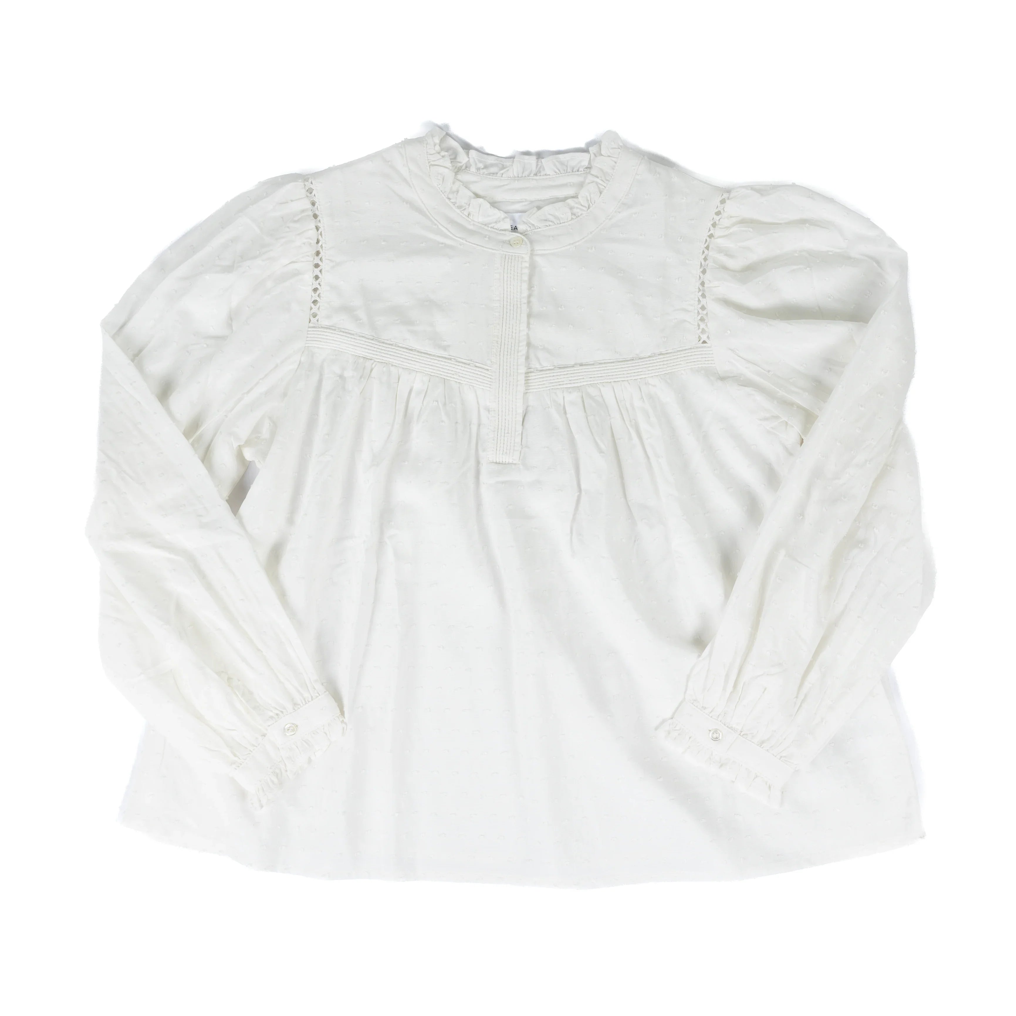 Women's Dear John Naida White Long Sleeve Blouse DSH1518WHT