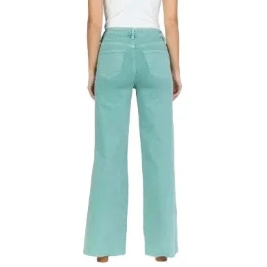 Women's Dear John Oil Blue Fiona High Rise Cut Off Hem Pants DPM55C356OBE