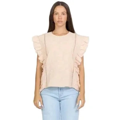 Women's Dear John Pale Peach Ulla Ruffled Sleeve Blouse DSH1536PAP