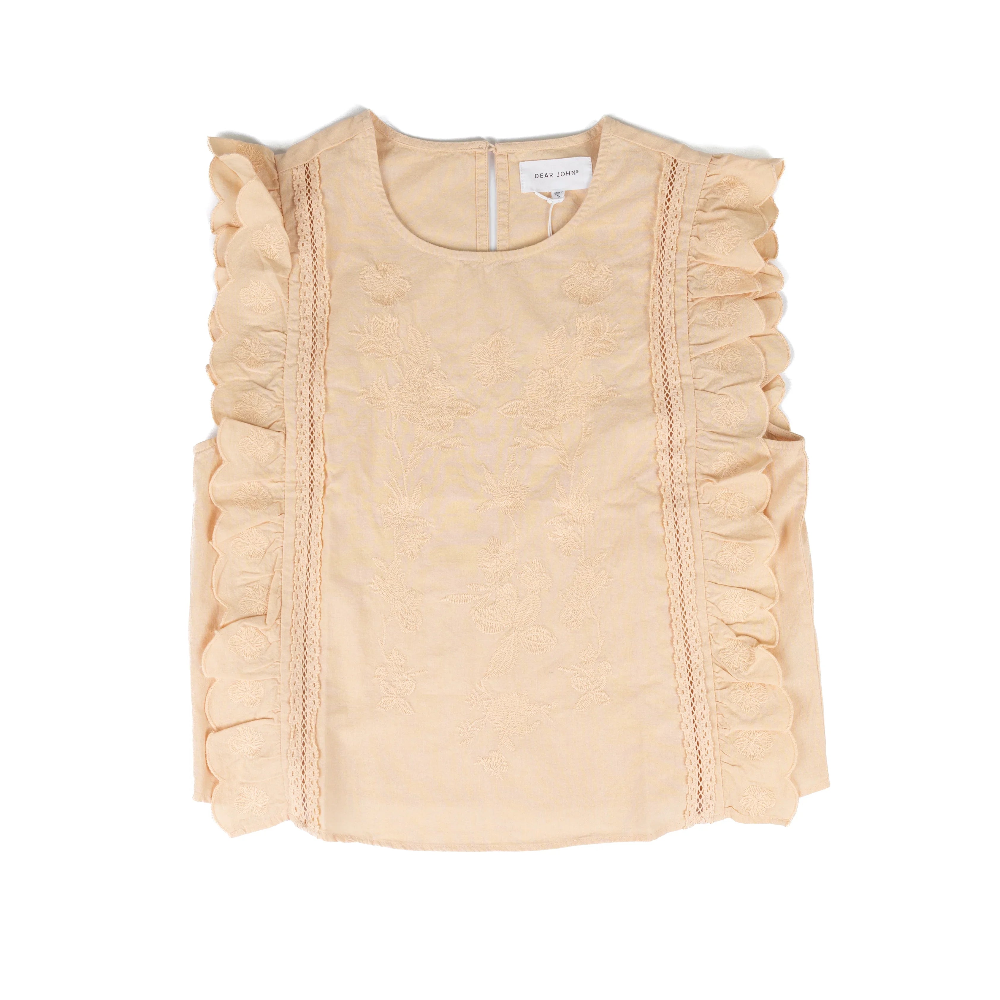 Women's Dear John Pale Peach Ulla Ruffled Sleeve Blouse DSH1536PAP
