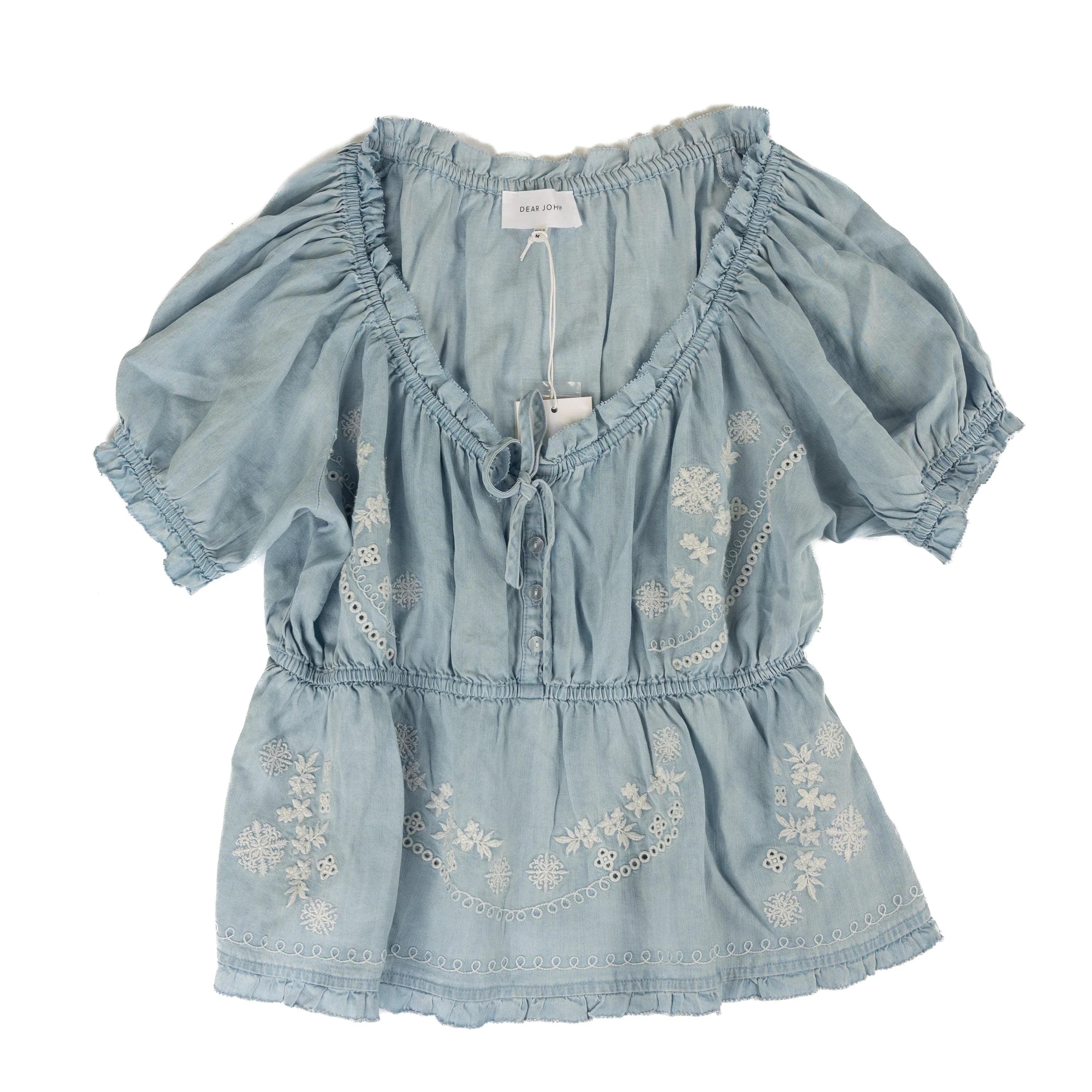 Women's Dear John Short Sleeve Carolina Blue Angelica Blouse DSH1551T2CNB