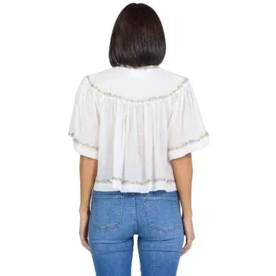 Women's Dear John White Jada Short Sleeve Blouse DSH1527WHT
