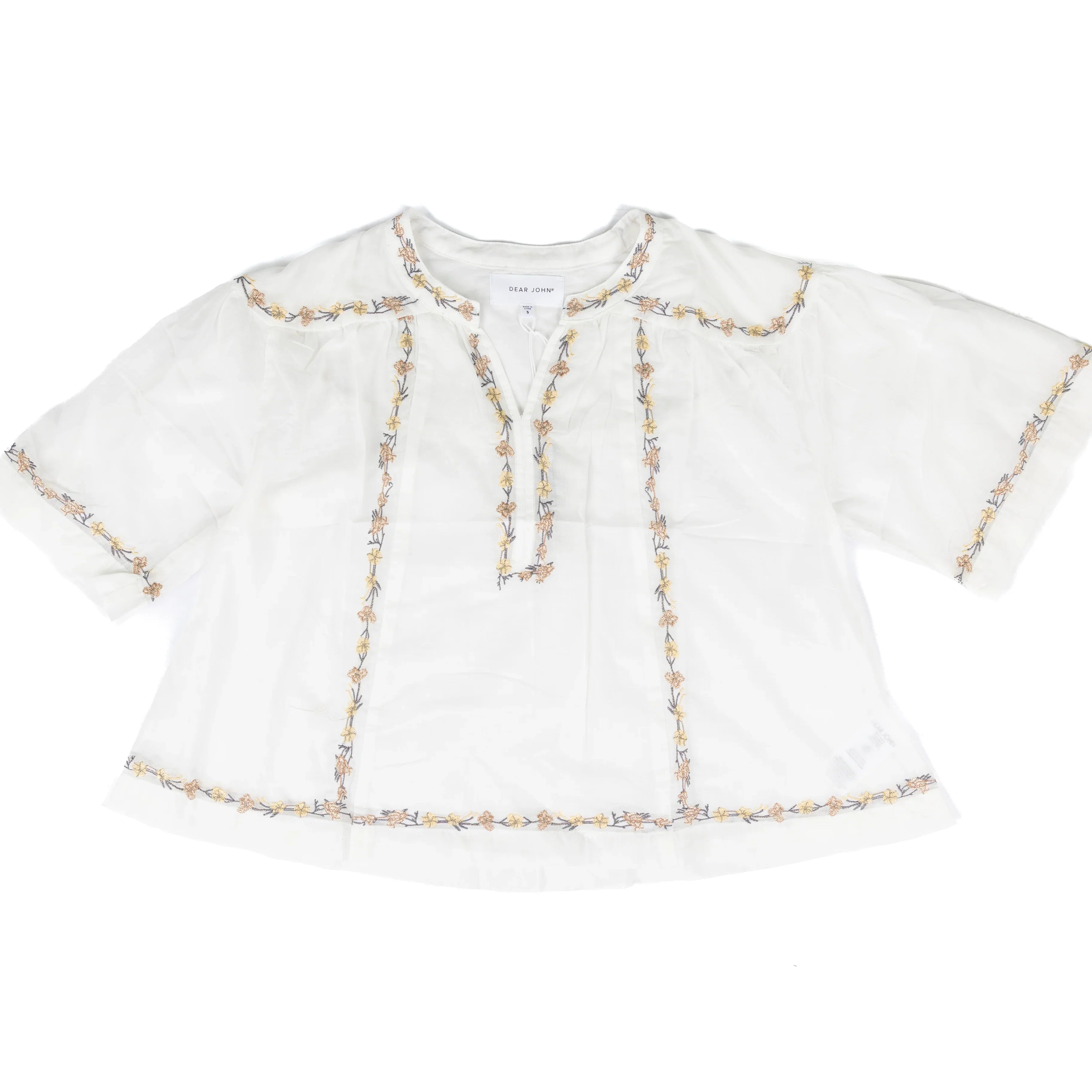 Women's Dear John White Jada Short Sleeve Blouse DSH1527WHT