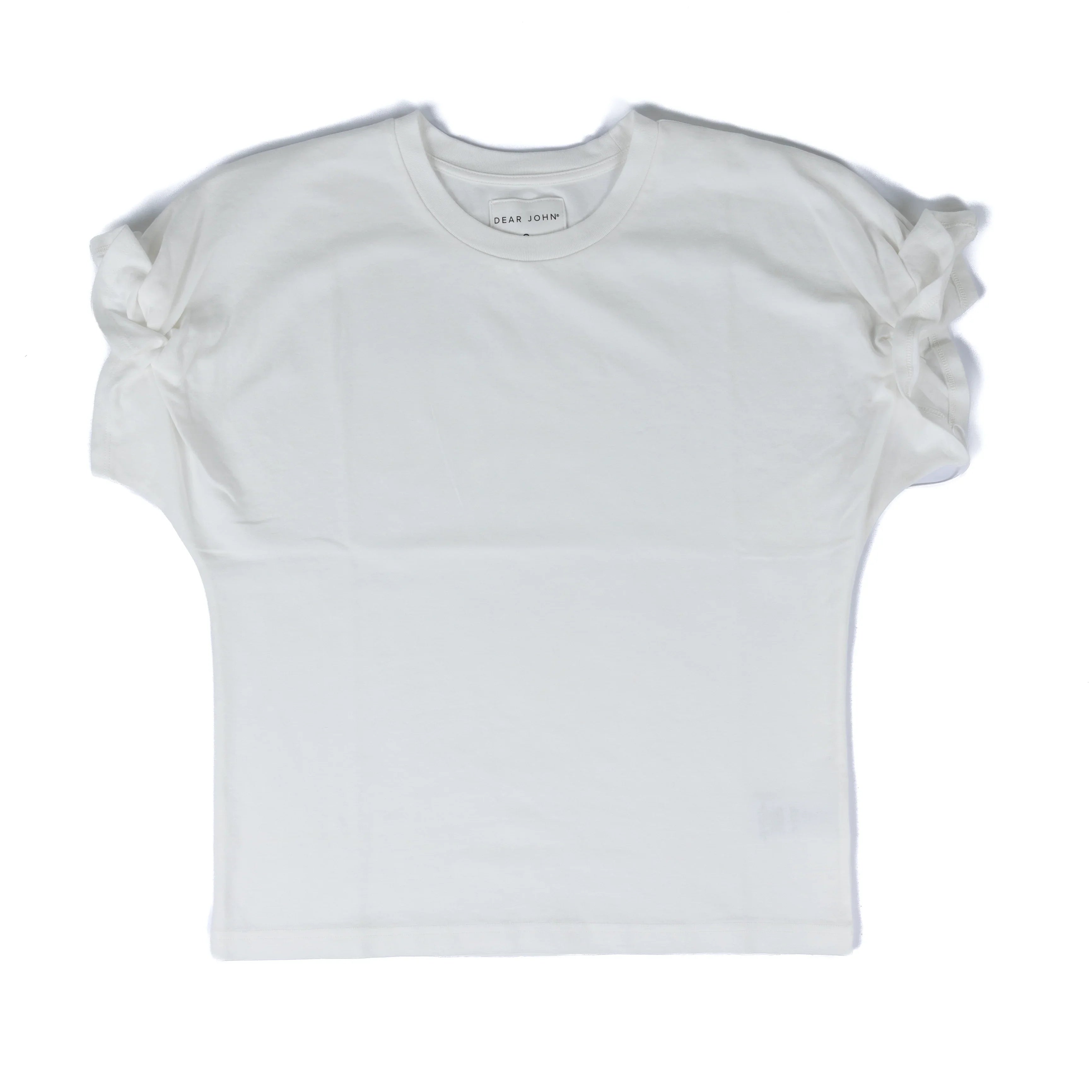 Women's Dear John White Meredith Short Ruffle Sleeve T-shirt DKN2171WHT