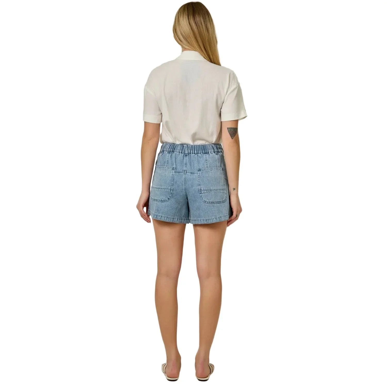 Women's Denim Washed Pull-on Shorts 61487