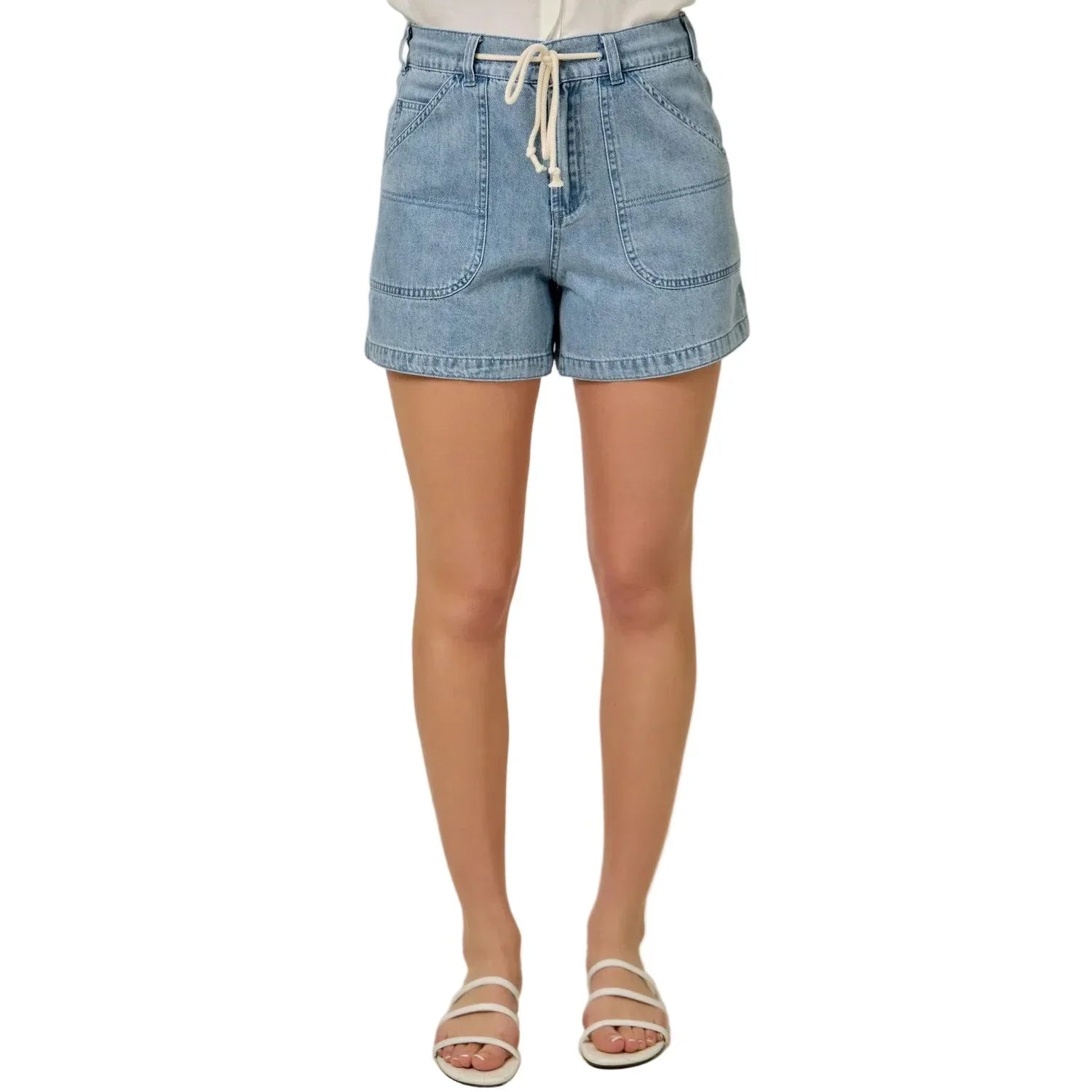 Women's Denim Washed Pull-on Shorts 61487