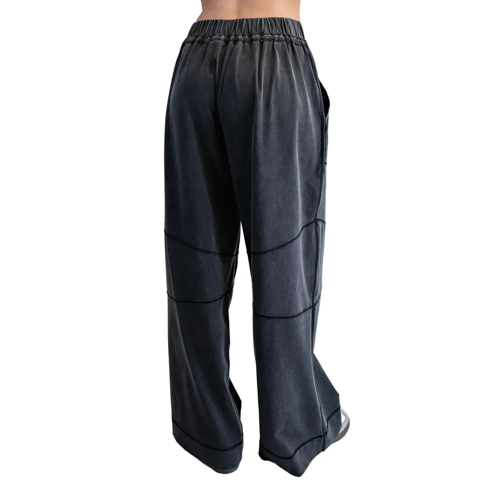 Women's ee:some Ash Black Exposed Seam Wide Leg Pants PK14769