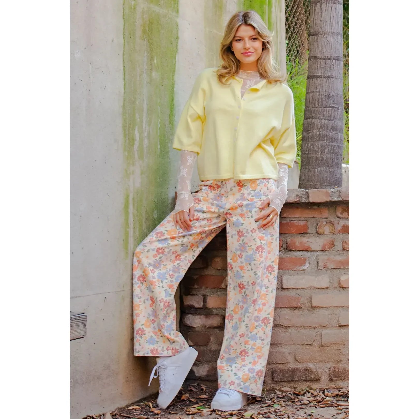 Women's ee:some Floral Printed Zipper Front Pants PK16307
