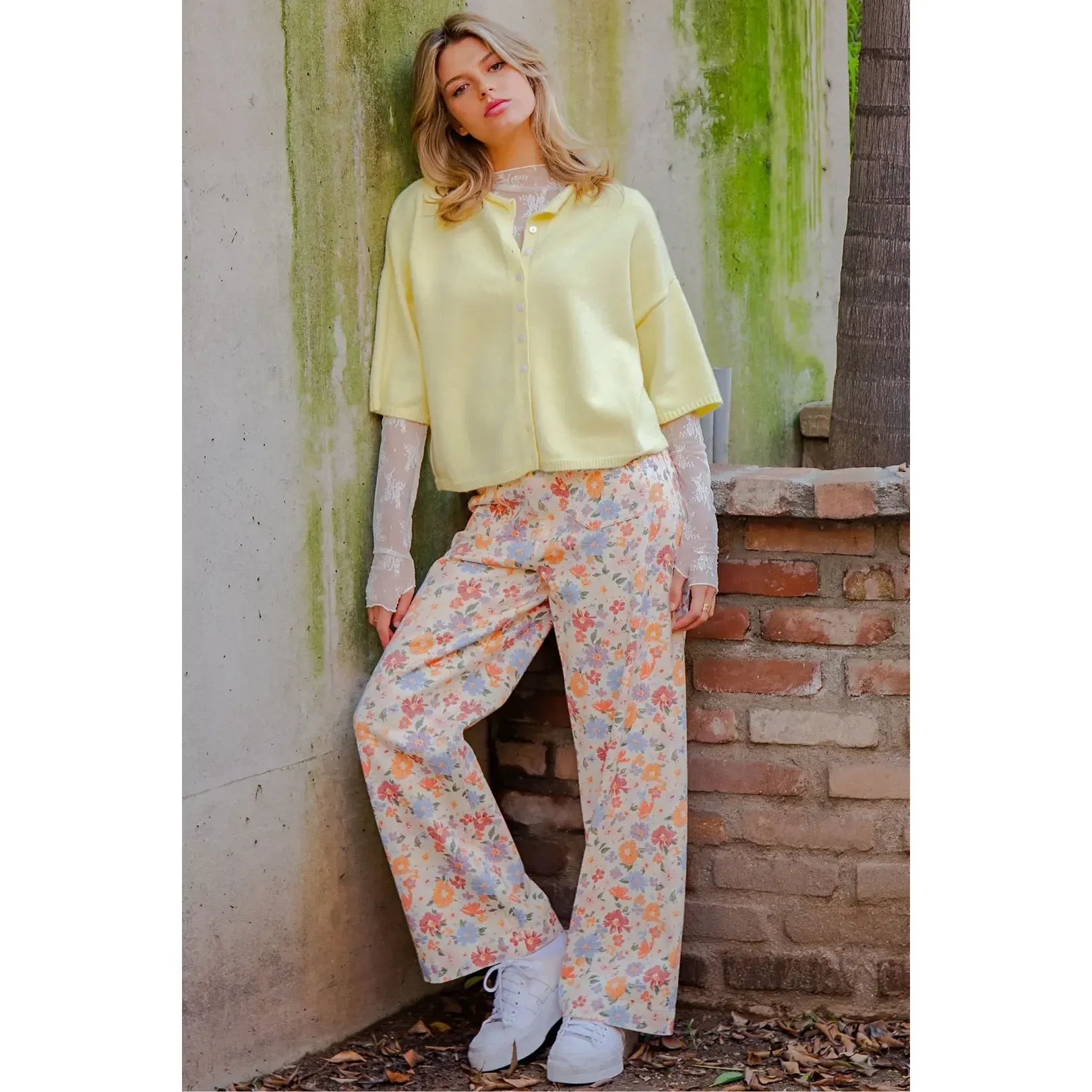 Women's ee:some Floral Printed Zipper Front Pants PK16307
