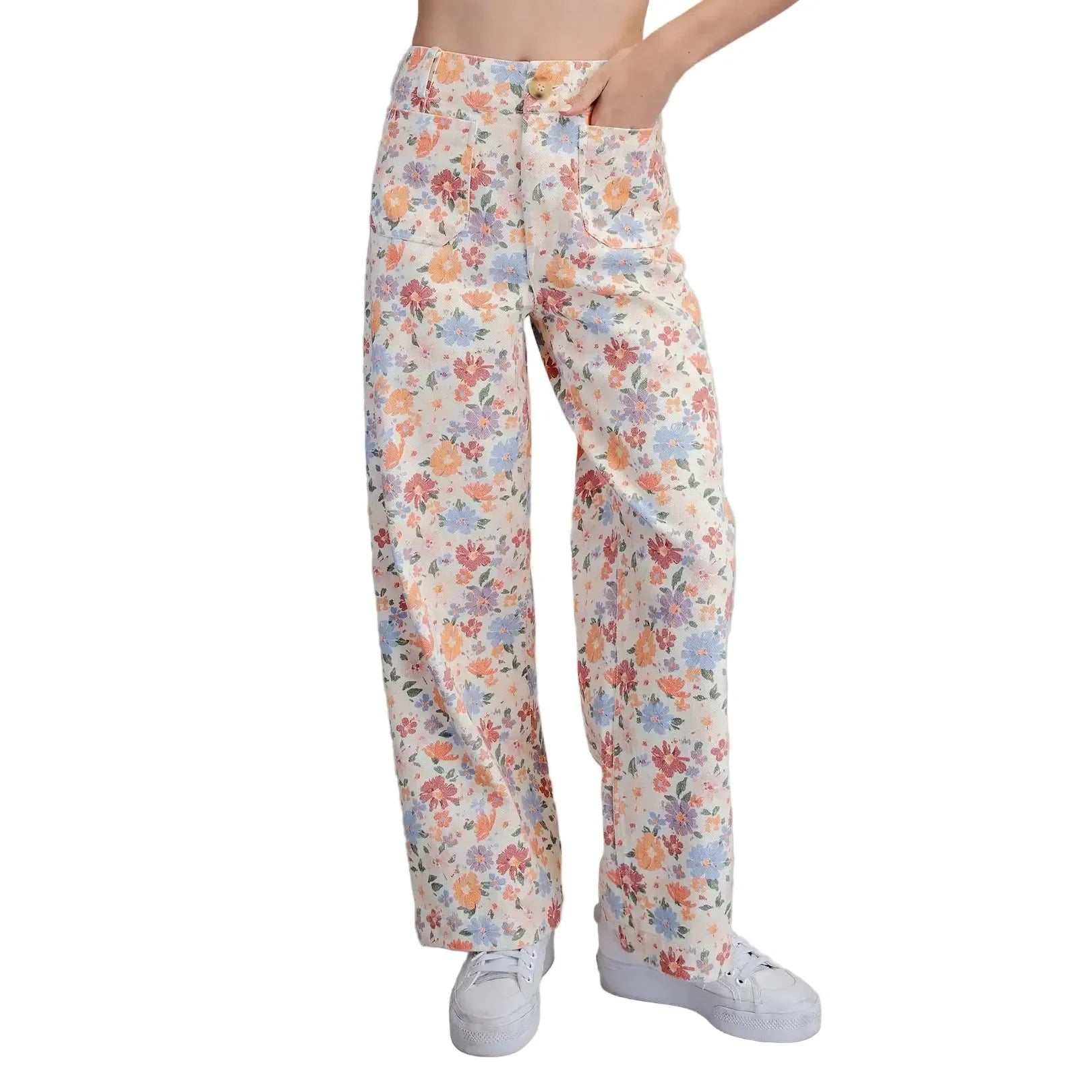 Women's ee:some Floral Printed Zipper Front Pants PK16307