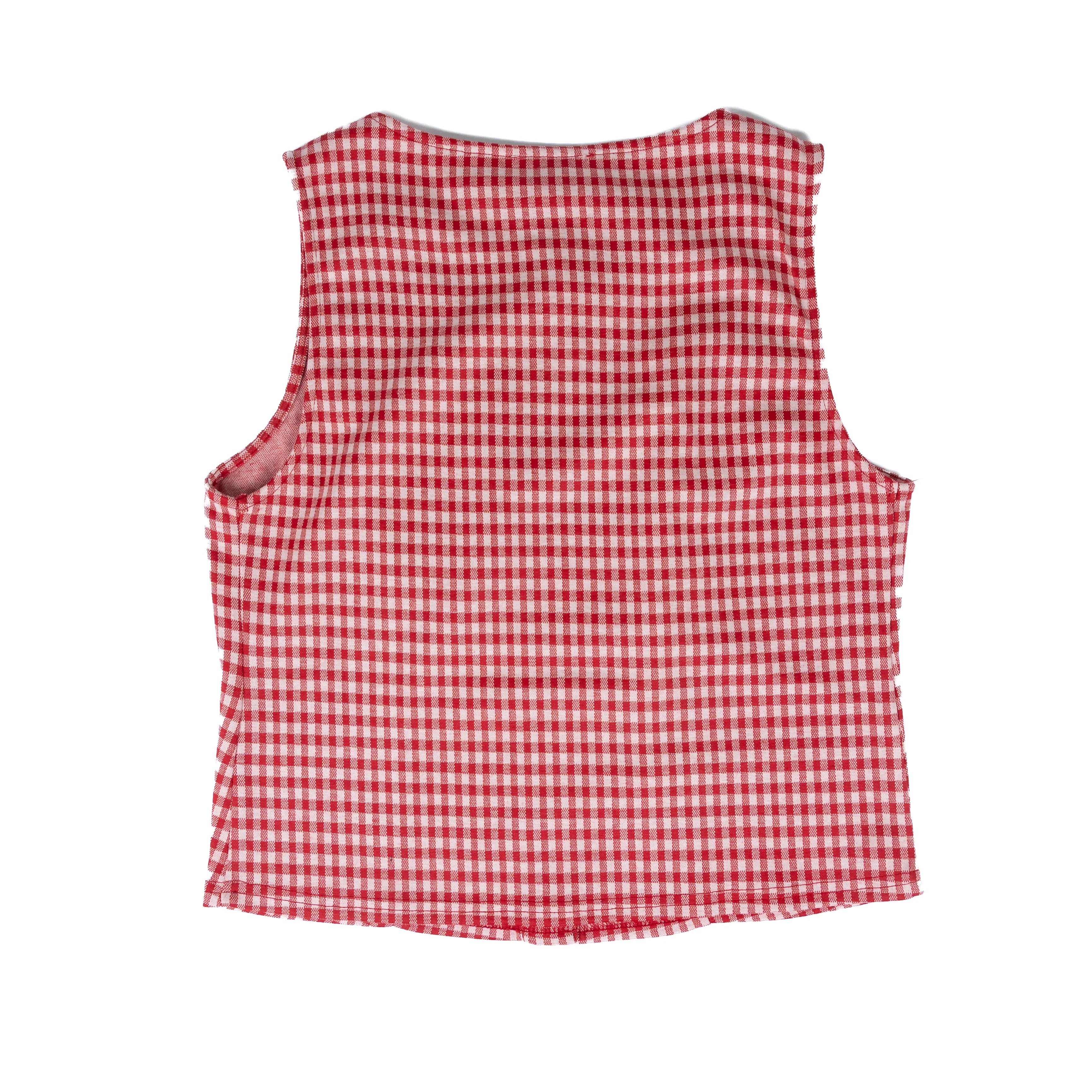 Women's ee:some Gingham Sleeveless Button Up Tank Top TK16148