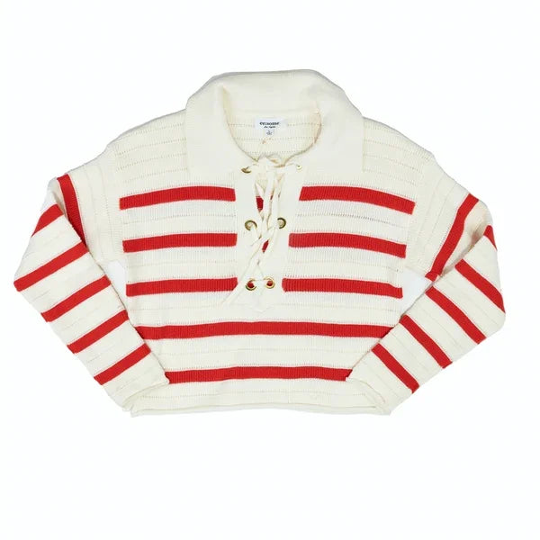 Women's ee:some Red and White Striped Sweater SK14490 - Crazy House Western Wear