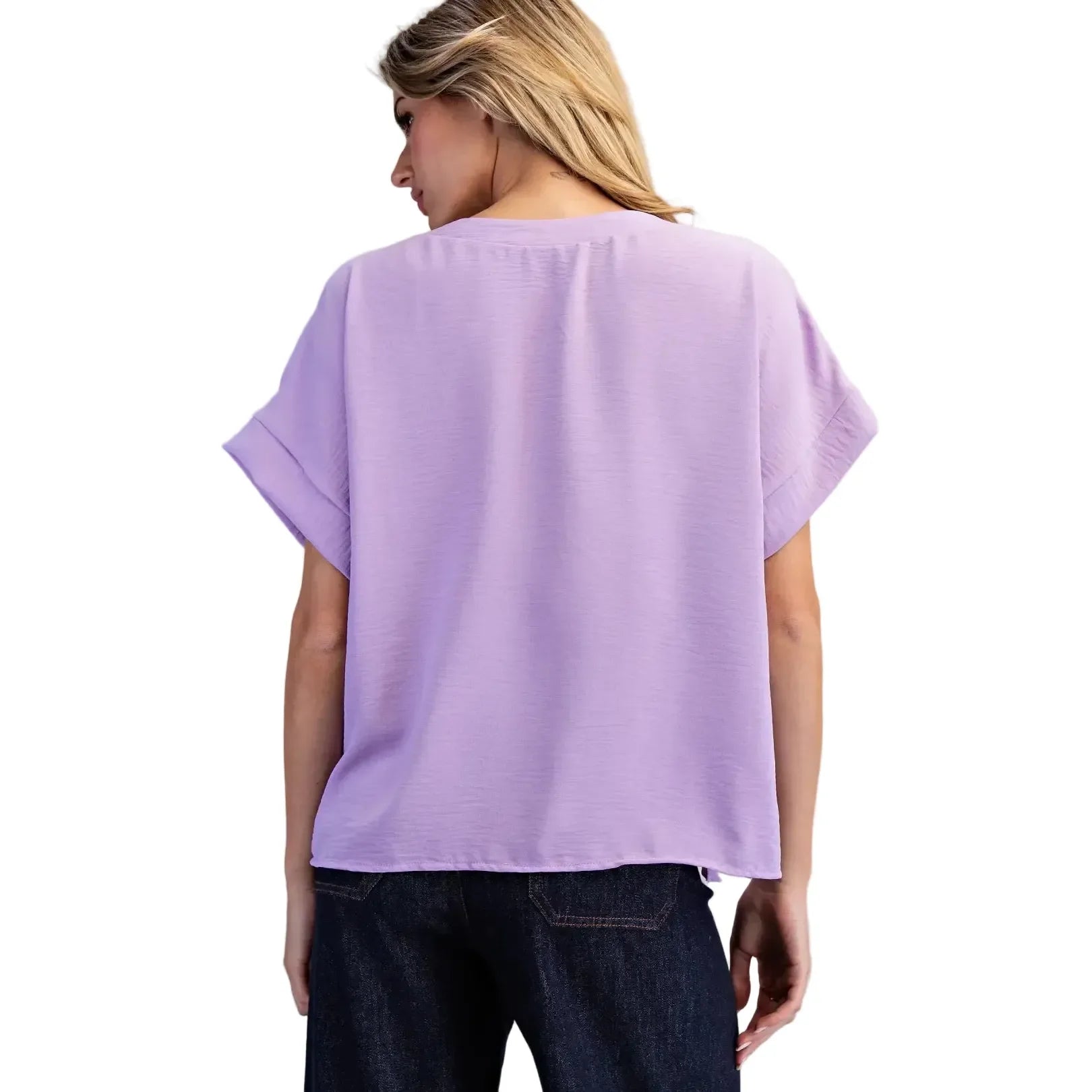 Women's ee:some Solid V-neck Short Sleeve Blouse TK54542