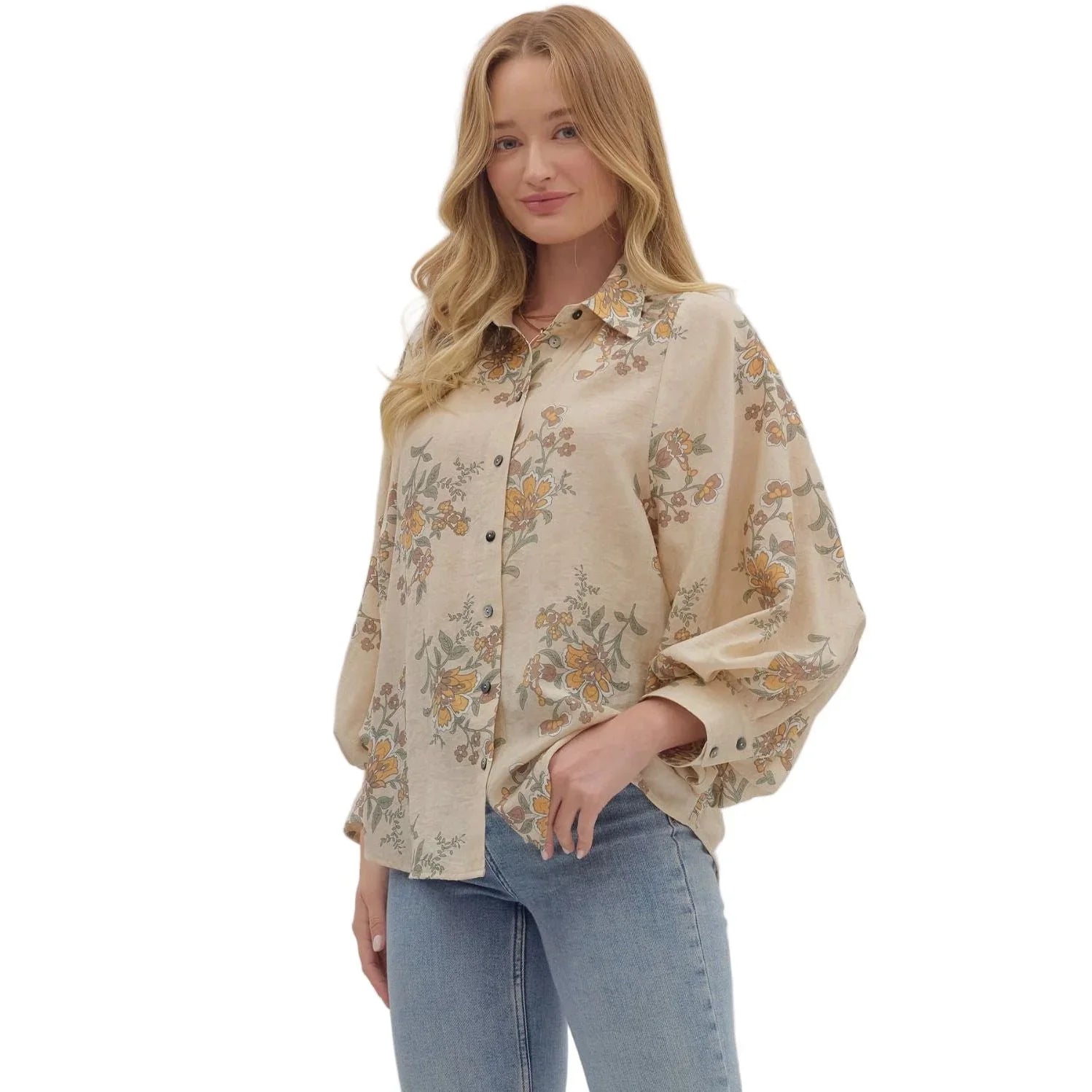 Women's Entro Floral Long Sleeve Blouse T28559