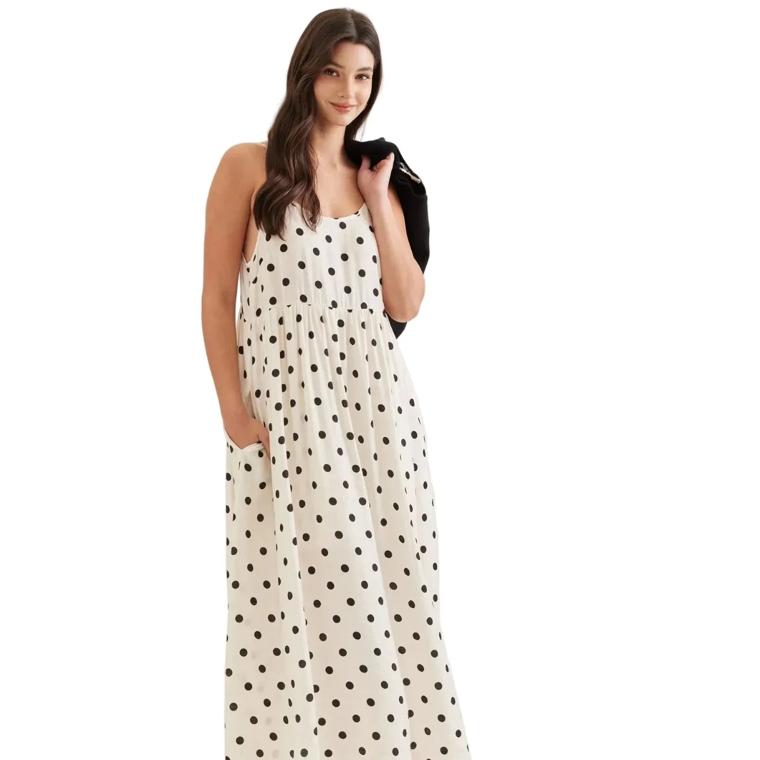 Women's Entro Layered Polka Dot Midi Dress D31521