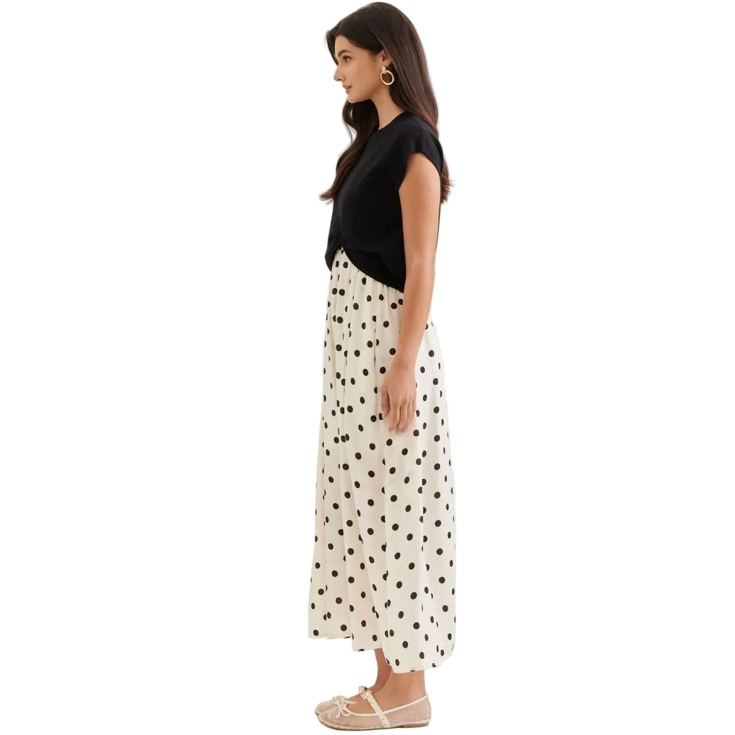 Women's Entro Layered Polka Dot Midi Dress D31521