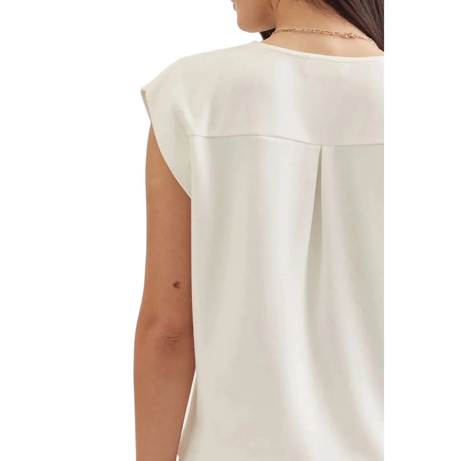 Women's Entro V-neck Solid Cap Sleeve Top T31008