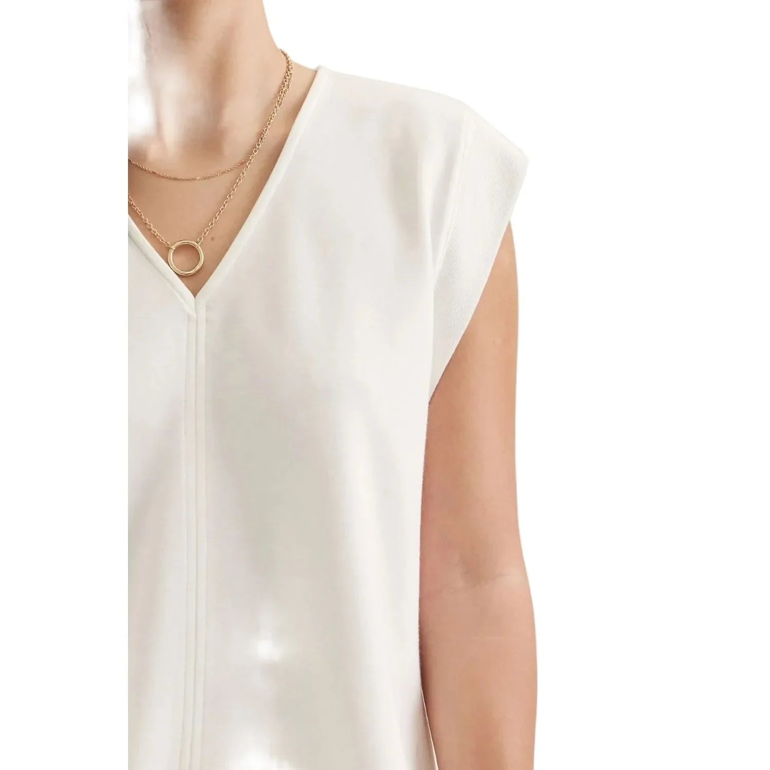 Women's Entro V-neck Solid Cap Sleeve Top T31008